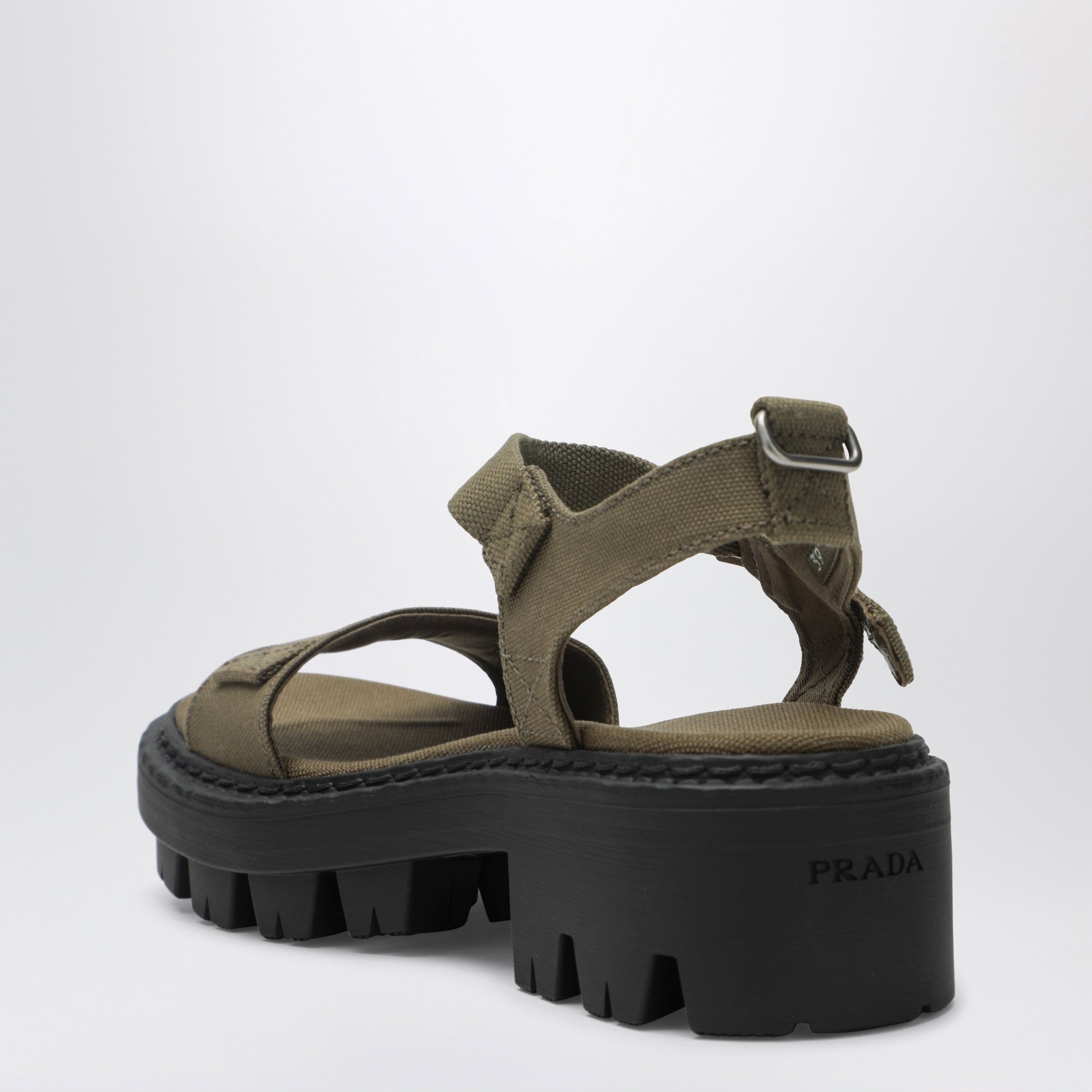 Prada Prada Military Green Canvas Sandals Size US 8.5 / IT 38.5 - 2 Thumbnail