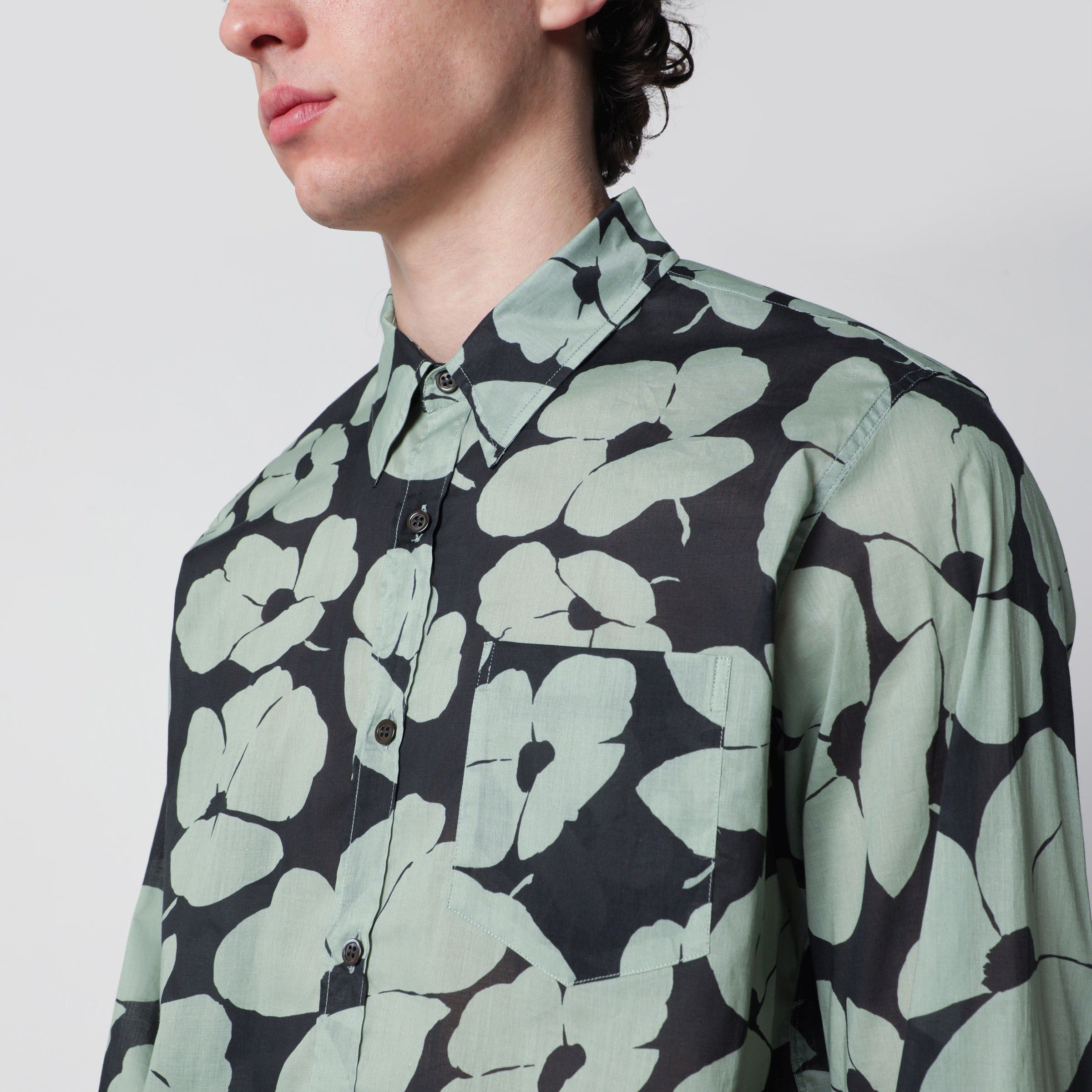 Dries Van Noten Dries Van Noten Shirt With Floral Print Pistachio Color Size US L / EU 52-54 / 3 - 2 Thumbnail