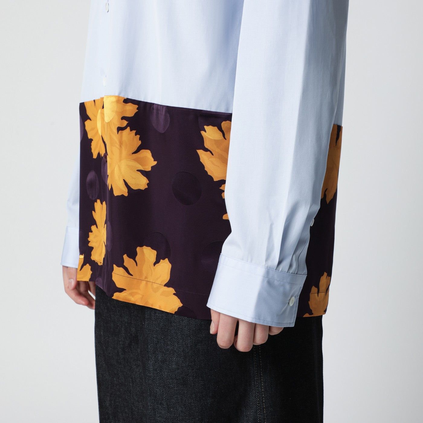 Dries Van Noten Dries Van Noten Light Blue Shirt With Floral Insert Size US L / EU 52-54 / 3 - 2 Thumbnail