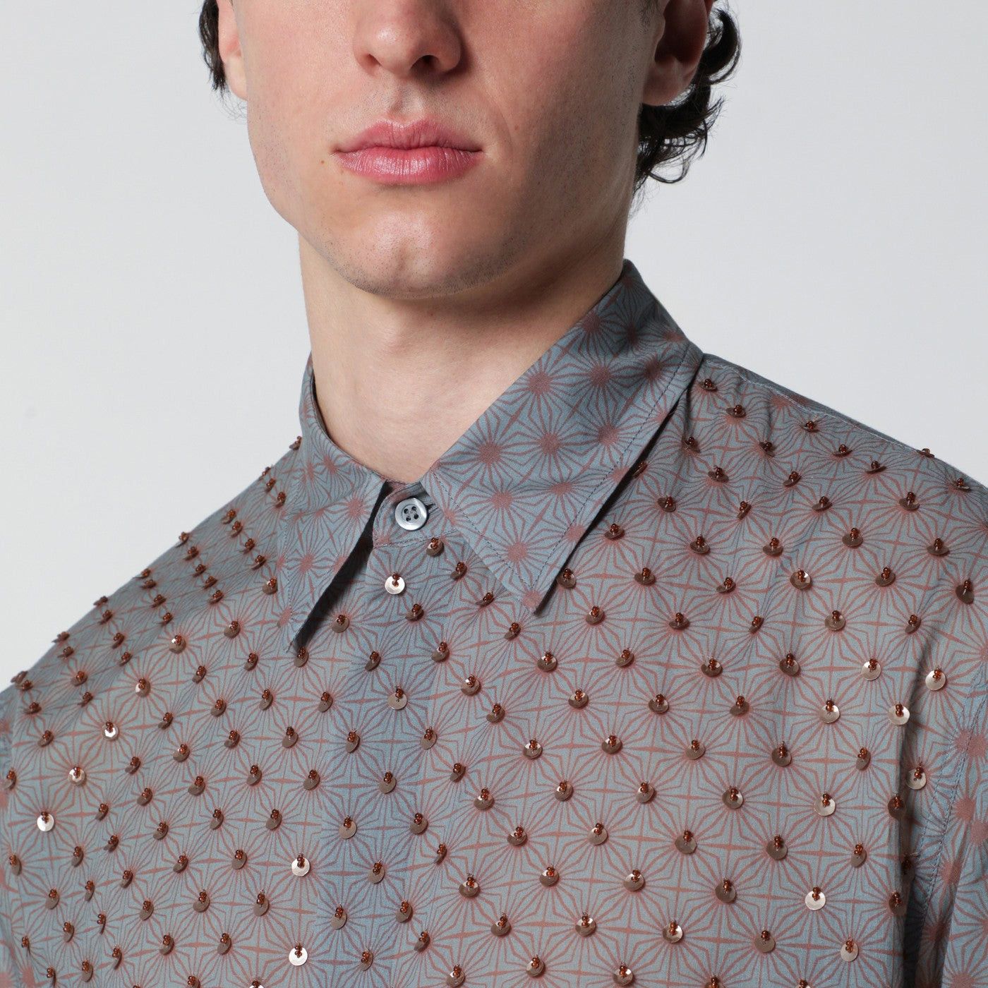Dries Van Noten Dries Van Noten Grey Shirt With Sequins Size US S / EU 44-46 / 1 - 2 Thumbnail