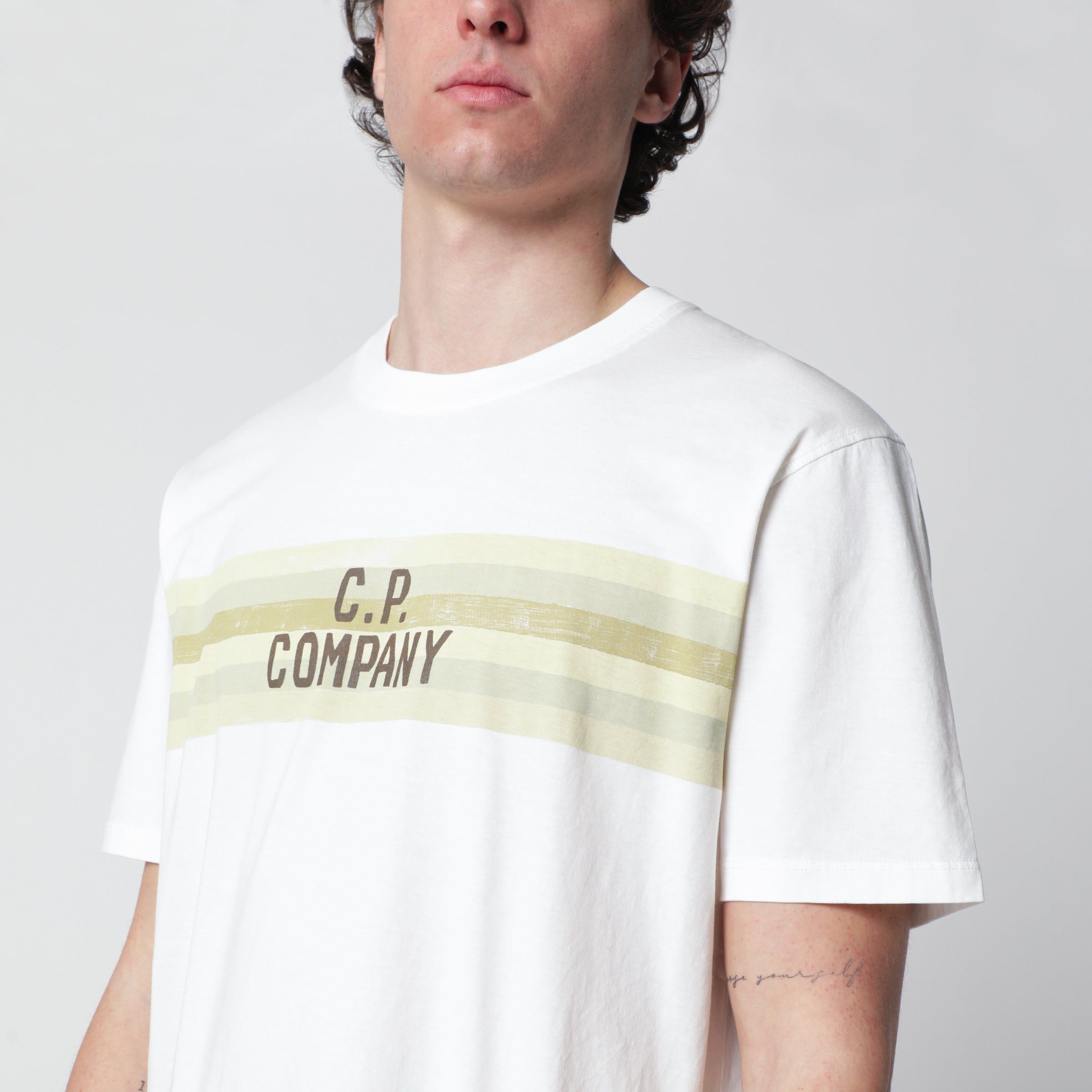 C.P. Company C.P. Company White T-Shirt With Logo Print Size US XL / EU 56 / 4 - 2 Thumbnail