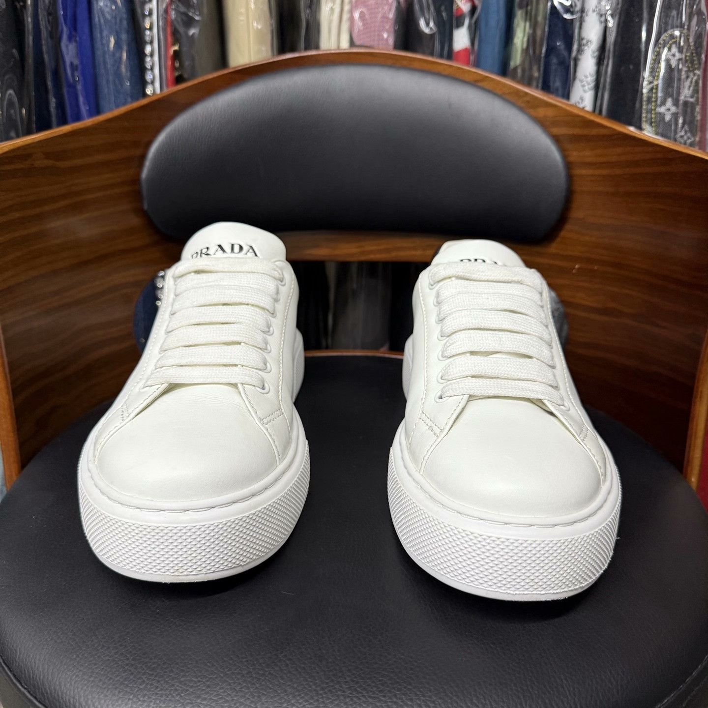 Prada Prada White Lowtop Sneakers 6.5 Women Size US 6.5 / IT 36.5 - 2 Thumbnail