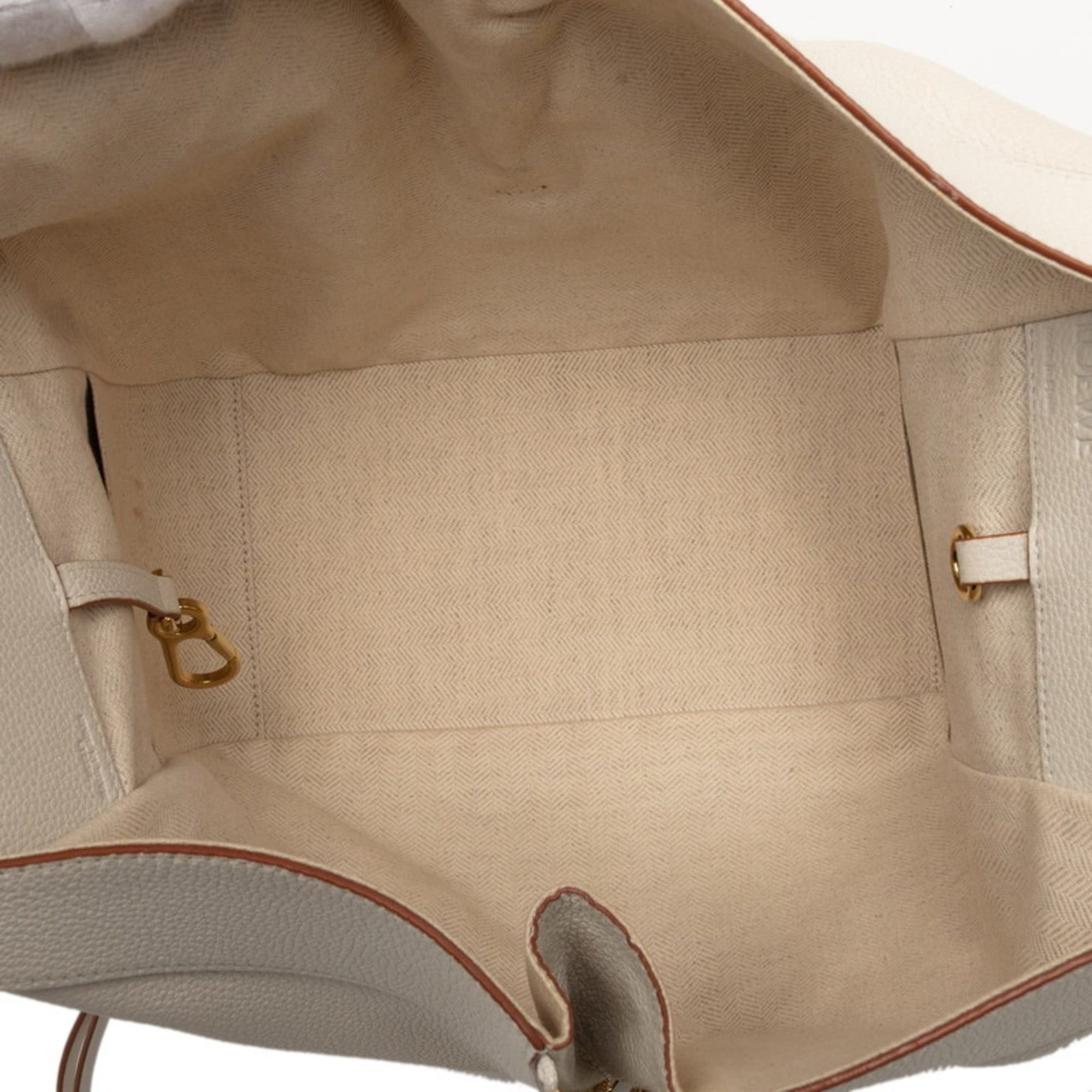 Loewe Loewe Anagram Hammock Small Handbag Shoulder Bag Drawstring 2-Way White Leather Women's LOEWE Size ONE SIZE - 4 Thumbnail