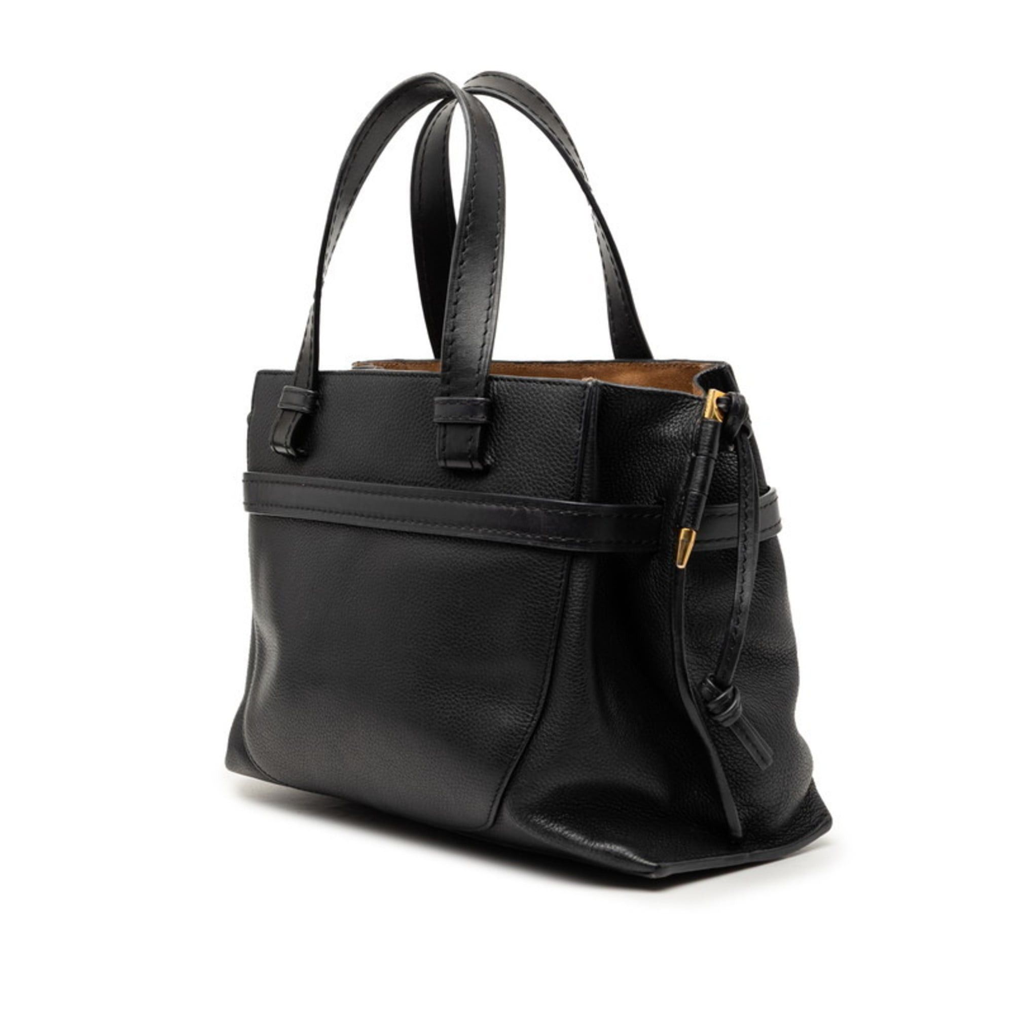 Loewe Loewe Anagram Gate Small Handbag, Top Handle Shoulder Bag, 2-Way, Black Leather, Women's LOEWE Size ONE SIZE - 2 Thumbnail