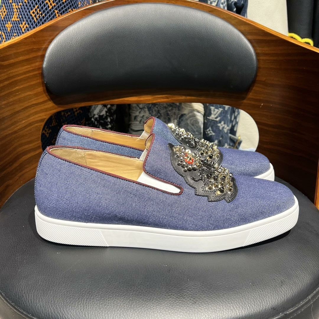 Christian Louboutin Christian Louboutin Denim Red Lowtop Sneakers 40 Men Size US 7.5 / EU 40-41 - 6 Thumbnail