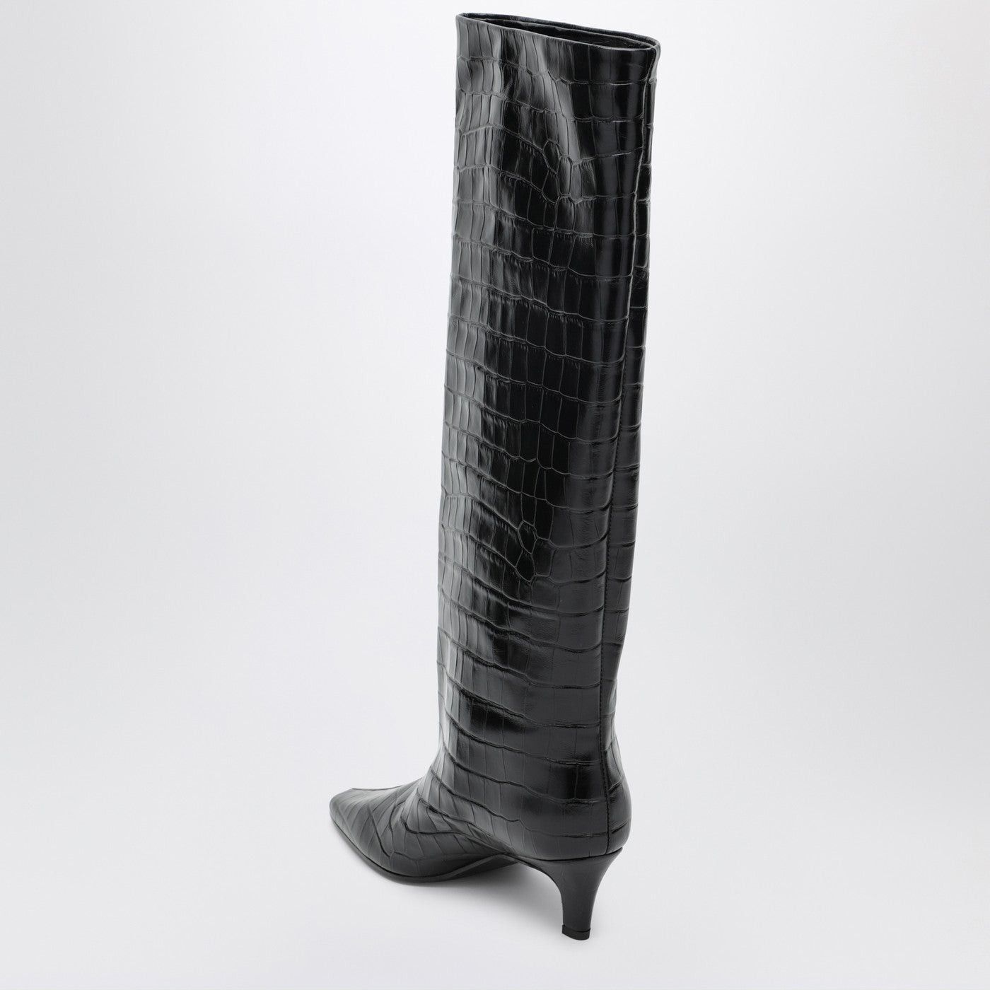 Toteme Toteme Black Croc-Embossed Leather Boots Size US 6 / IT 36 - 2 Thumbnail