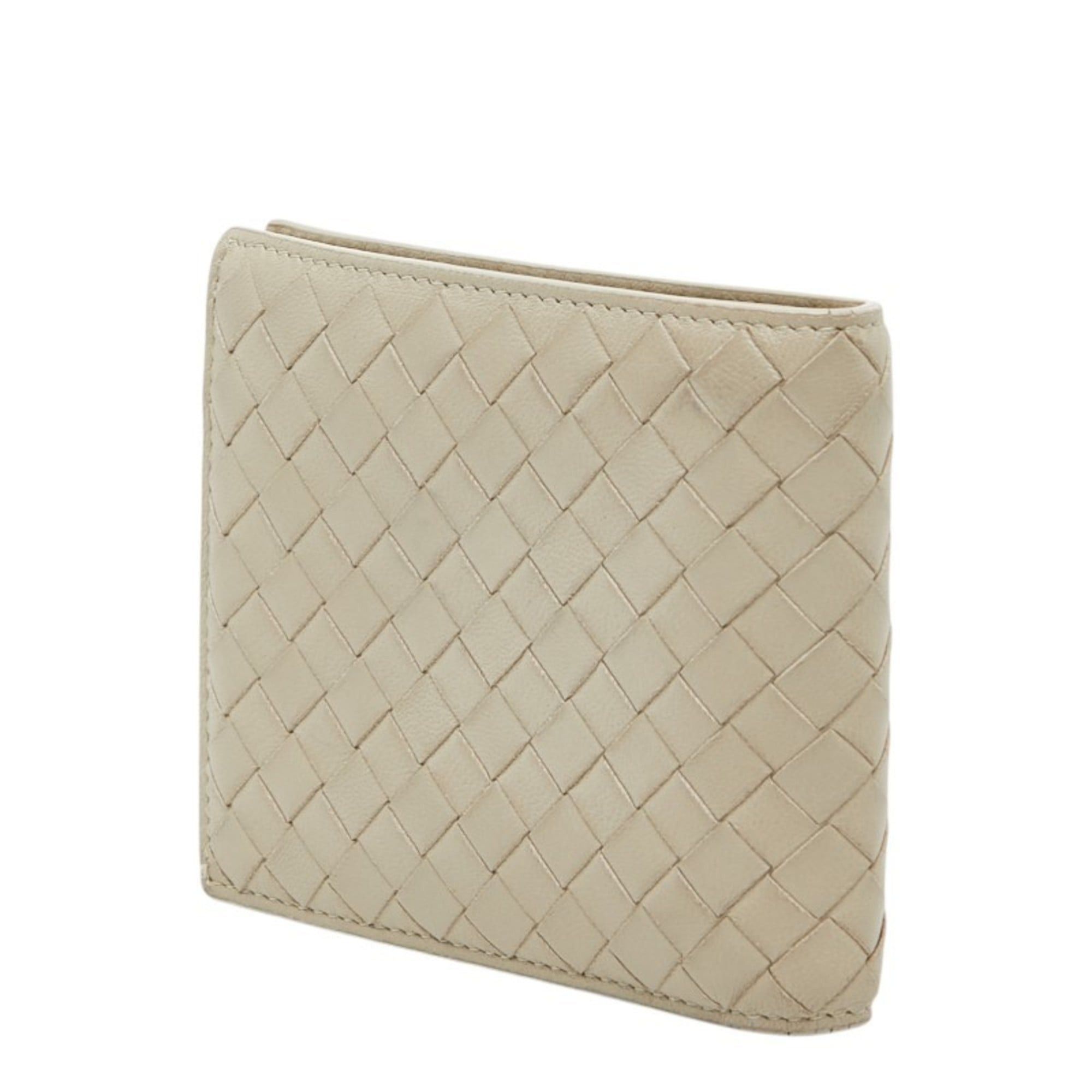 Bottega Veneta Bottega Veneta Intrecciato Bi-fold Wallet, Beige Leather, Women's BOTTEGAVENETA Size ONE SIZE - 2 Thumbnail