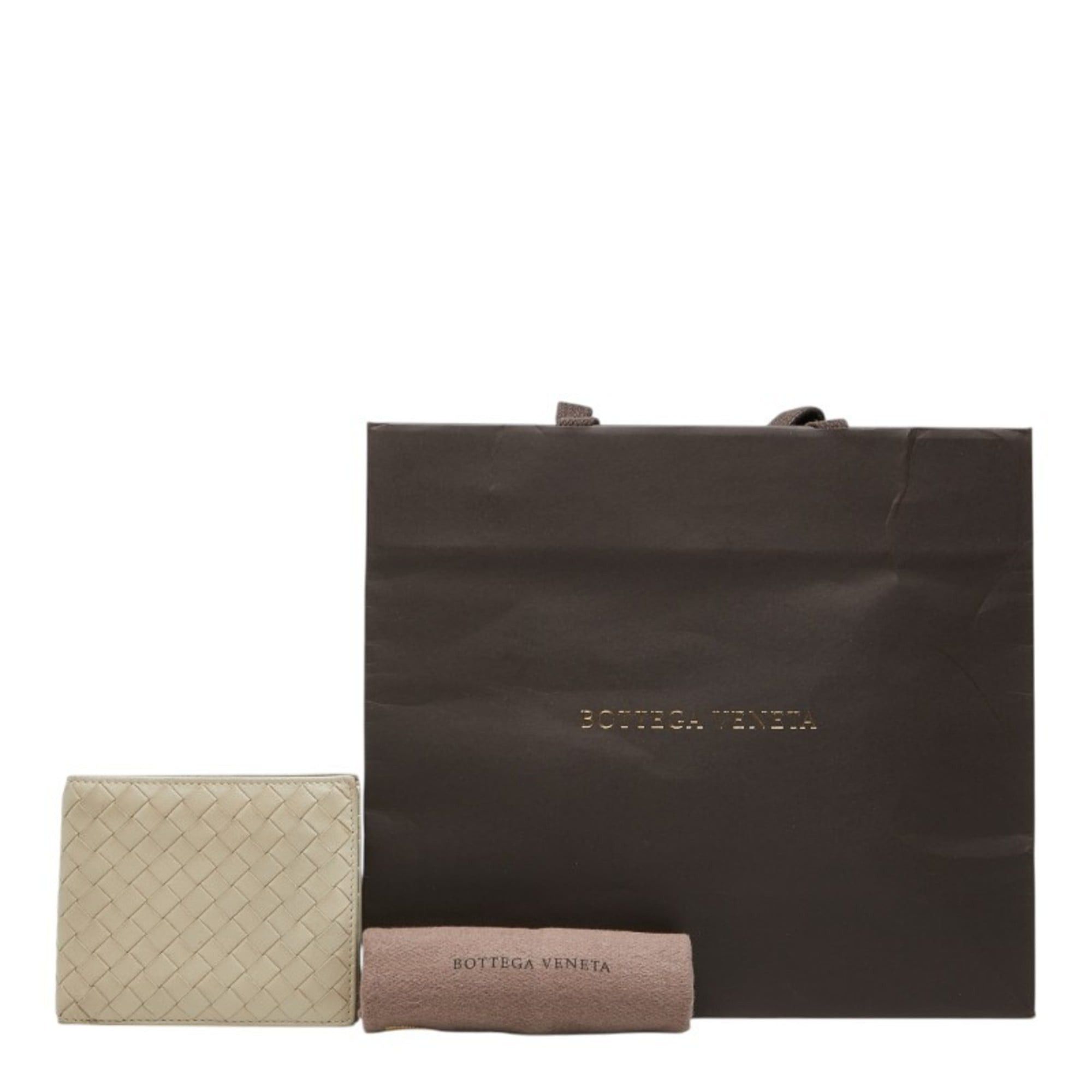 Bottega Veneta Bottega Veneta Intrecciato Bi-fold Wallet, Beige Leather, Women's BOTTEGAVENETA Size ONE SIZE - 12 Thumbnail