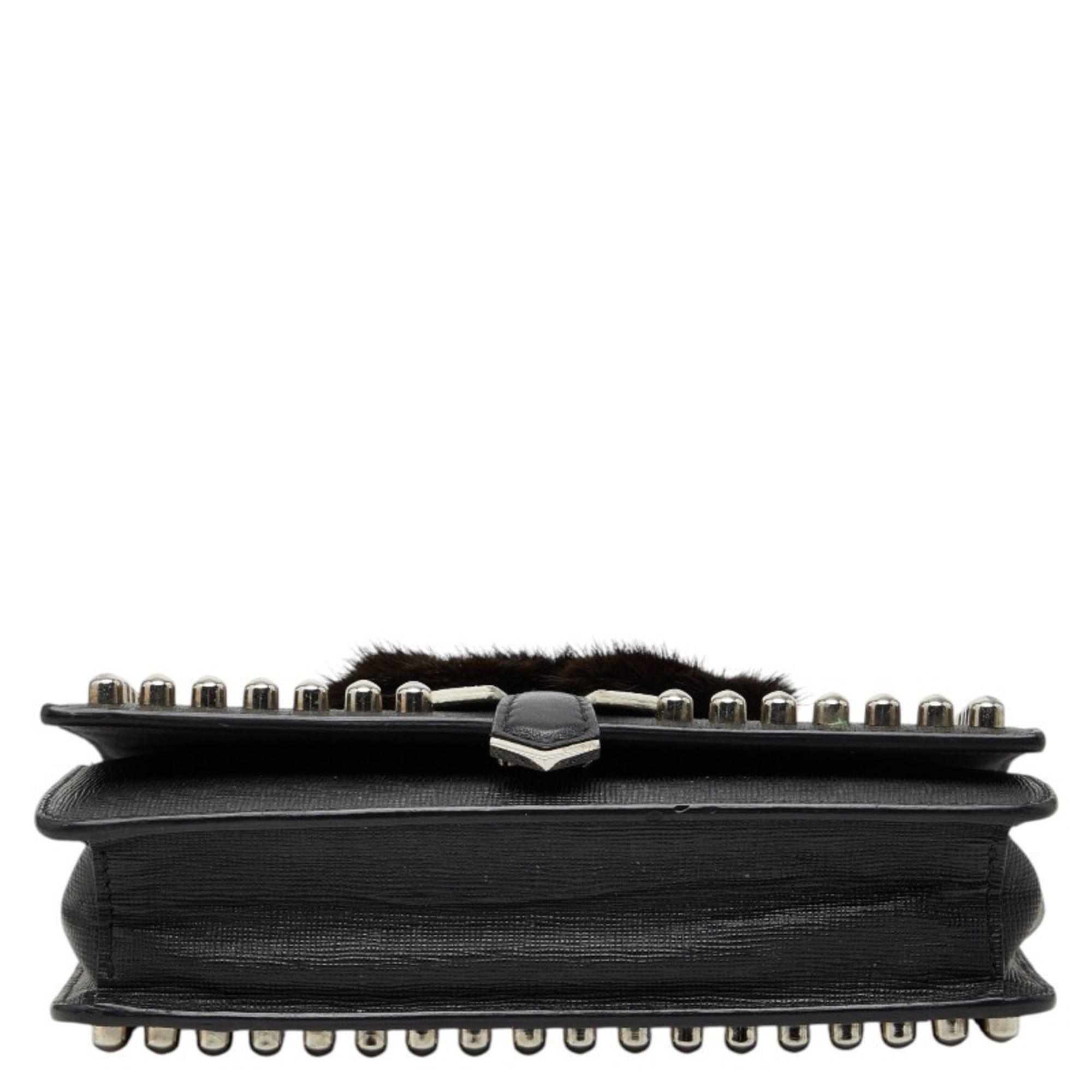 Fendi Fendi Karlito Studded Chain Wallet Bag Shoulder 8M0346 Black Leather Women's FENDI Size ONE SIZE - 3 Thumbnail