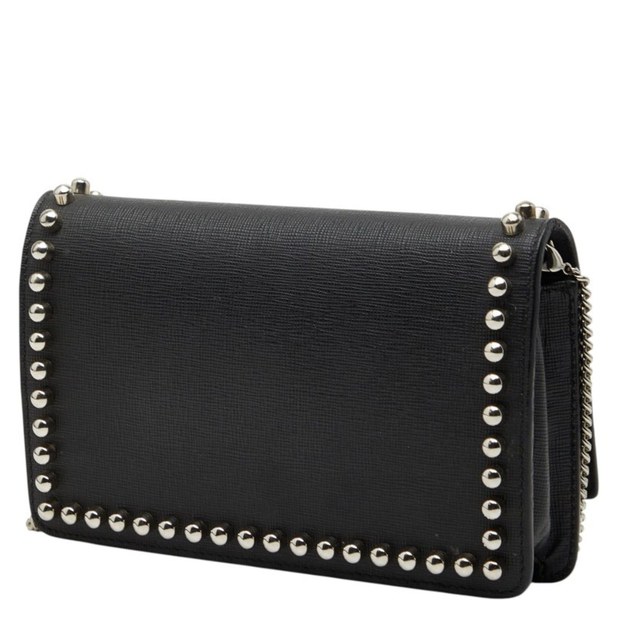 Fendi Fendi Karlito Studded Chain Wallet Bag Shoulder 8M0346 Black Leather Women's FENDI Size ONE SIZE - 2 Thumbnail
