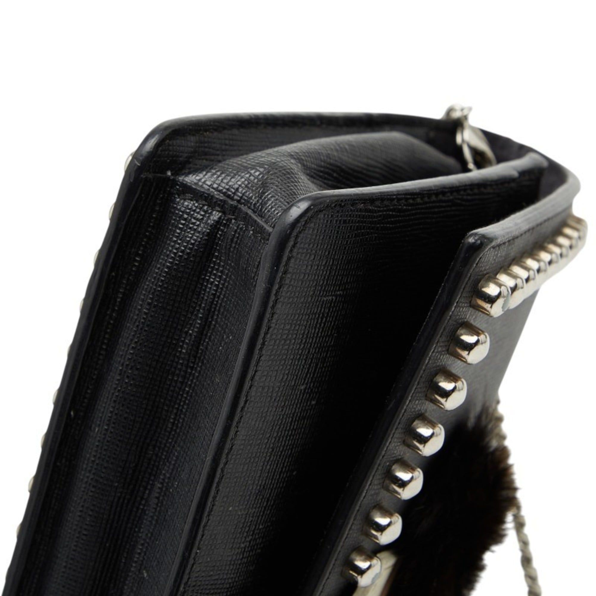 Fendi Fendi Karlito Studded Chain Wallet Bag Shoulder 8M0346 Black Leather Women's FENDI Size ONE SIZE - 5 Thumbnail