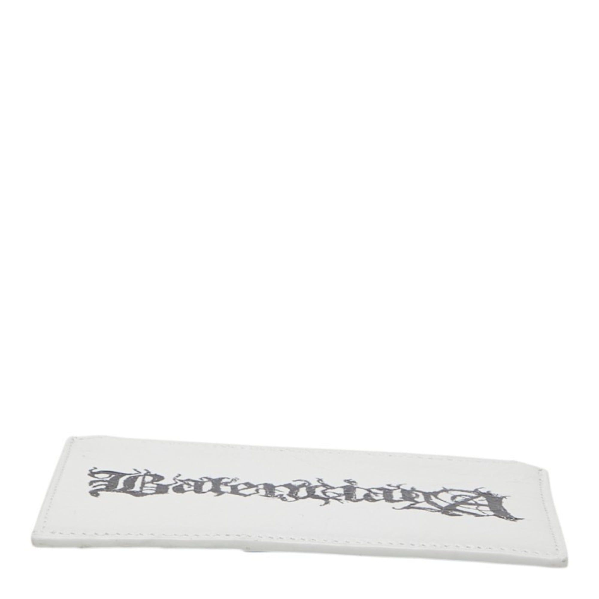 Balenciaga Balenciaga DIY METAL Logo Business Card Holder/Card Case/Coin Purse White Black Leather Women's BALENCIAGA Size ONE SIZE - 3 Thumbnail