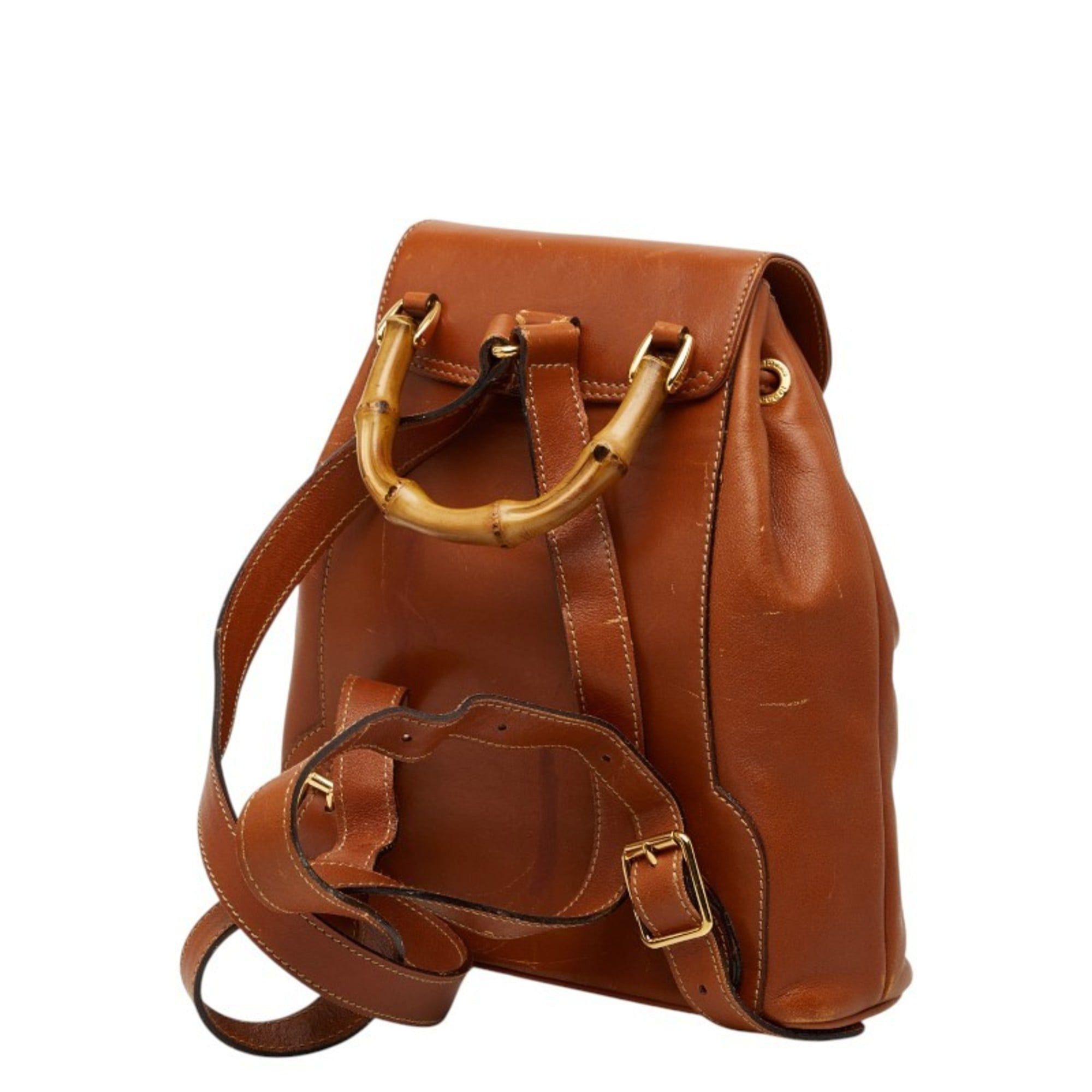 Gucci Gucci Bamboo Backpack 03 2265 0030 Brown Leather Women's GUCCI Size ONE SIZE - 2 Thumbnail