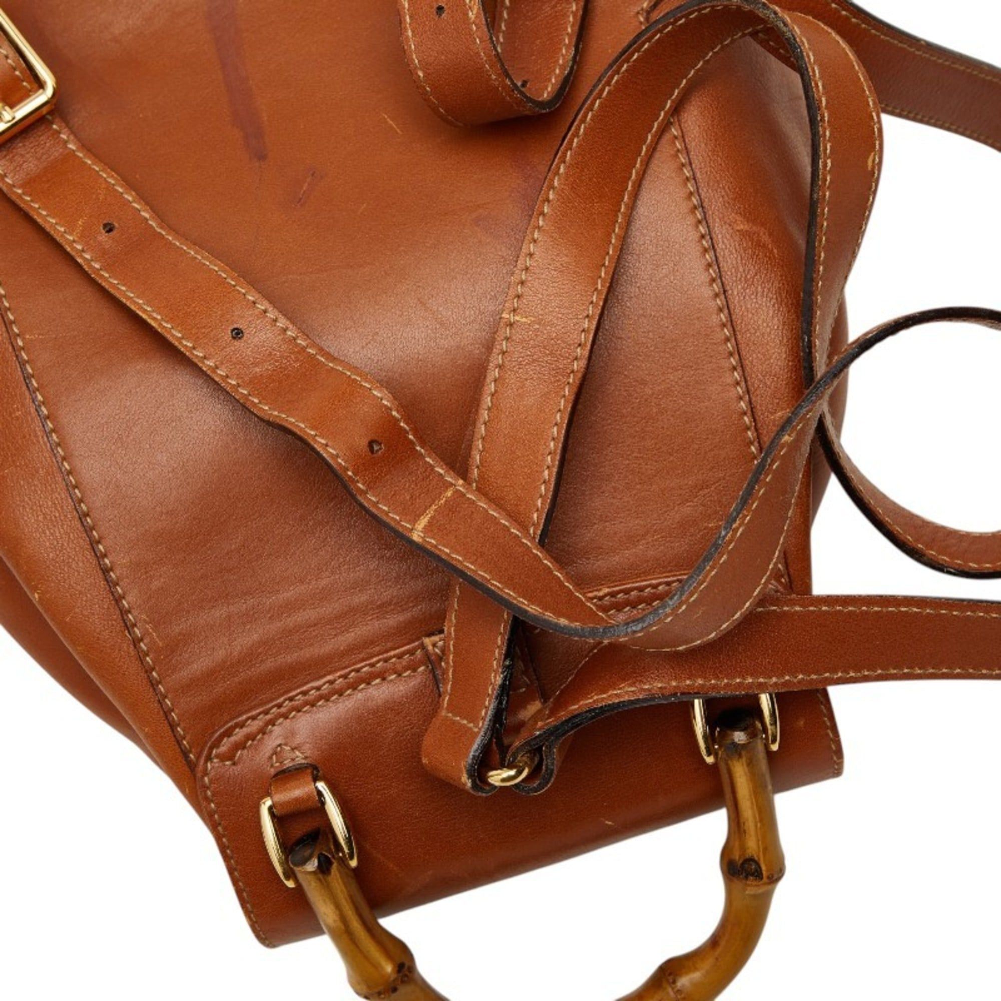 Gucci Gucci Bamboo Backpack 03 2265 0030 Brown Leather Women's GUCCI Size ONE SIZE - 9 Thumbnail