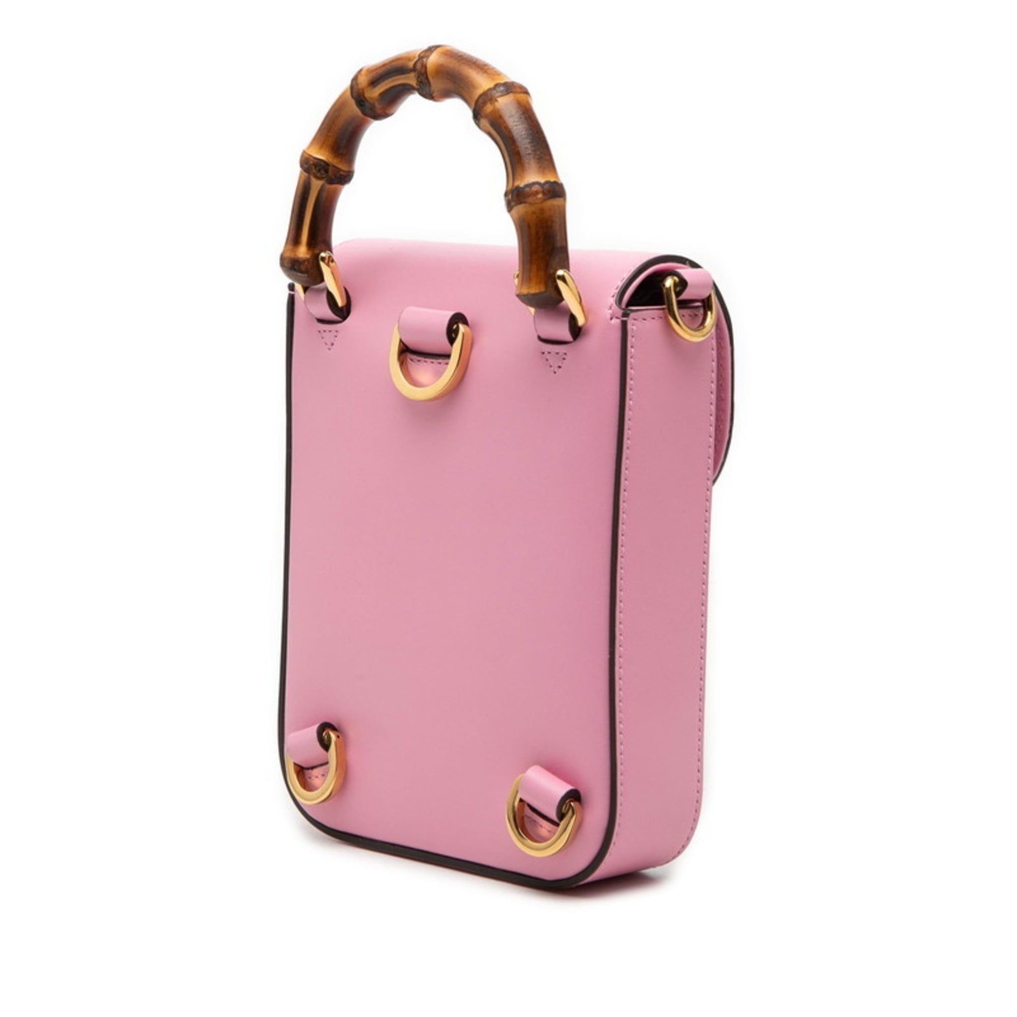 Gucci Gucci Bamboo Mini Backpack, Handbag, Shoulder Bag (3-way), Pink Leather, Women's, 702106 Size ONE SIZE - 2 Thumbnail