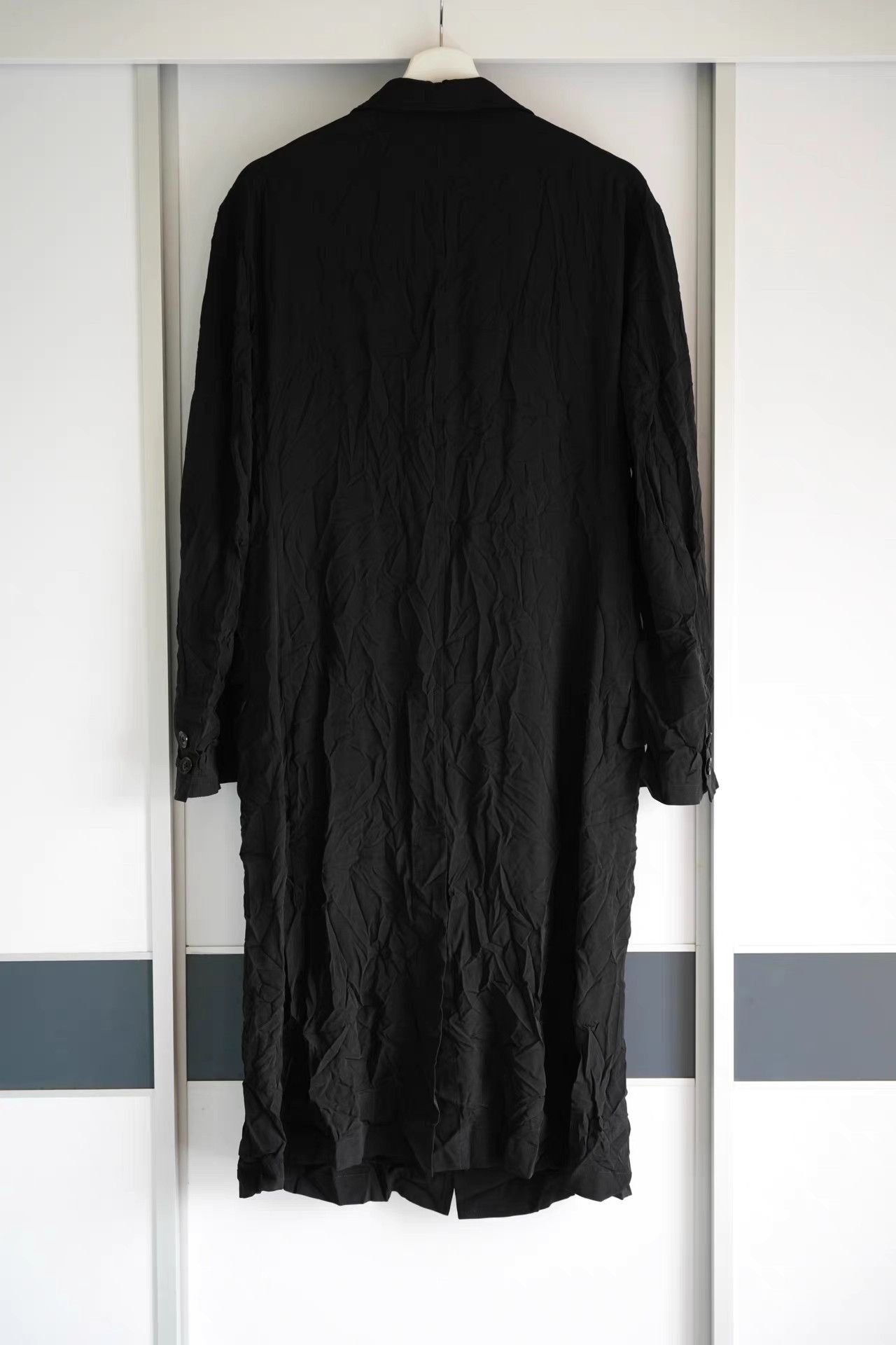 Yohji Yamamoto Black Long Button-Front Coat Size M Size US M / EU 48-50 / 2 - 2 Thumbnail