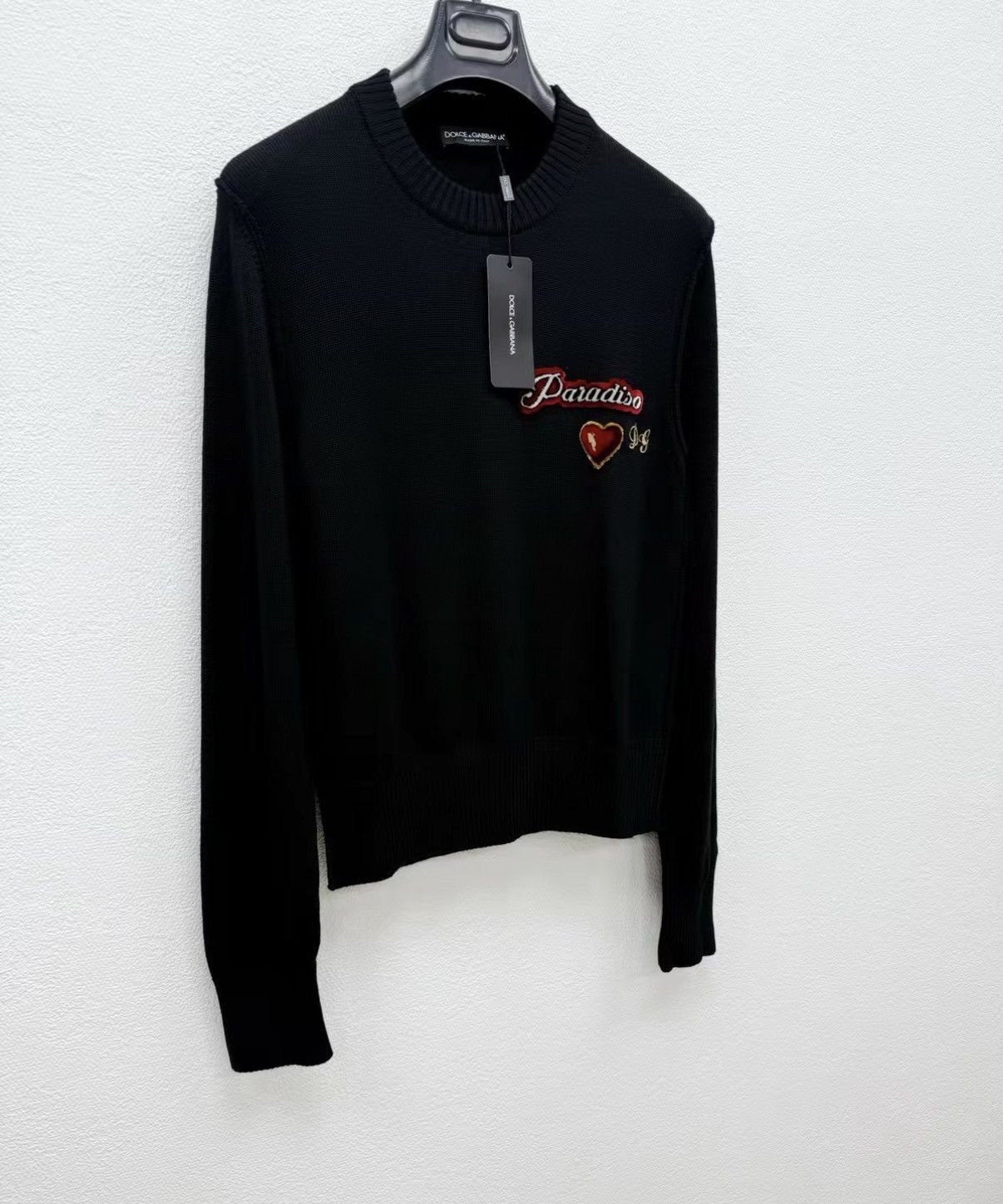Dolce & Gabbana Black Embroidered 'Paradiso' Heart Sweater Size US M / EU 48-50 / 2 - 2 Thumbnail
