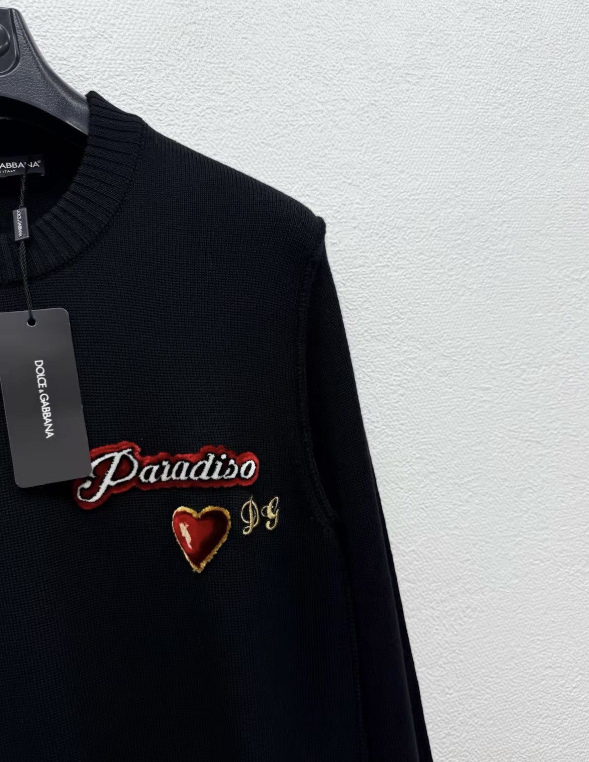 Dolce & Gabbana Black Embroidered 'Paradiso' Heart Sweater Size US M / EU 48-50 / 2 - 3 Thumbnail