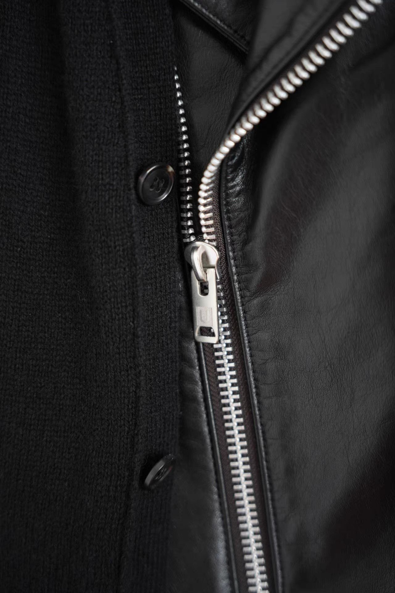 Undercover Black Leather Sleeved Knit Moto Jacket Size US XL / EU 56 / 4 - 4 Thumbnail