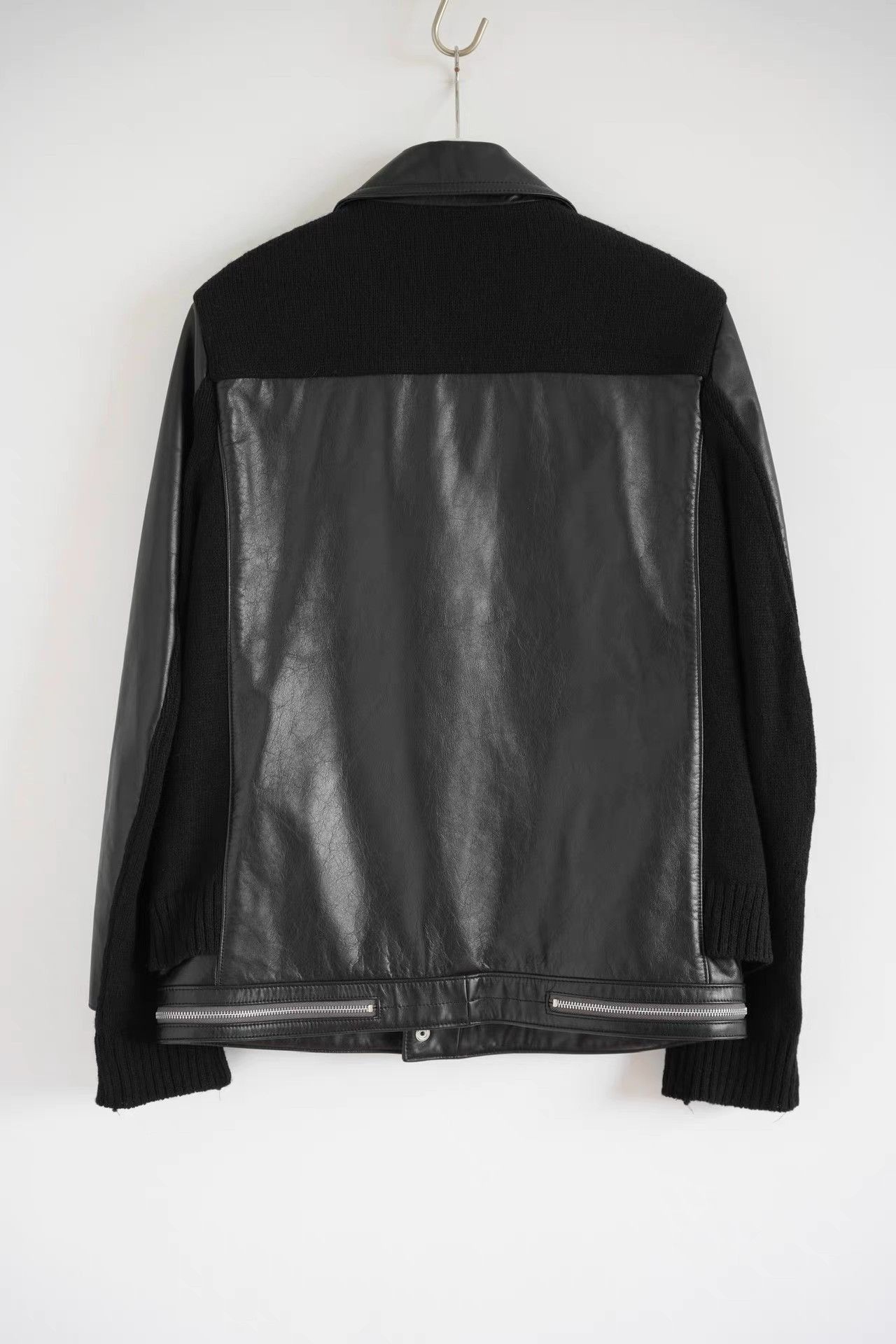 Undercover Black Leather Sleeved Knit Moto Jacket Size US XL / EU 56 / 4 - 2 Thumbnail