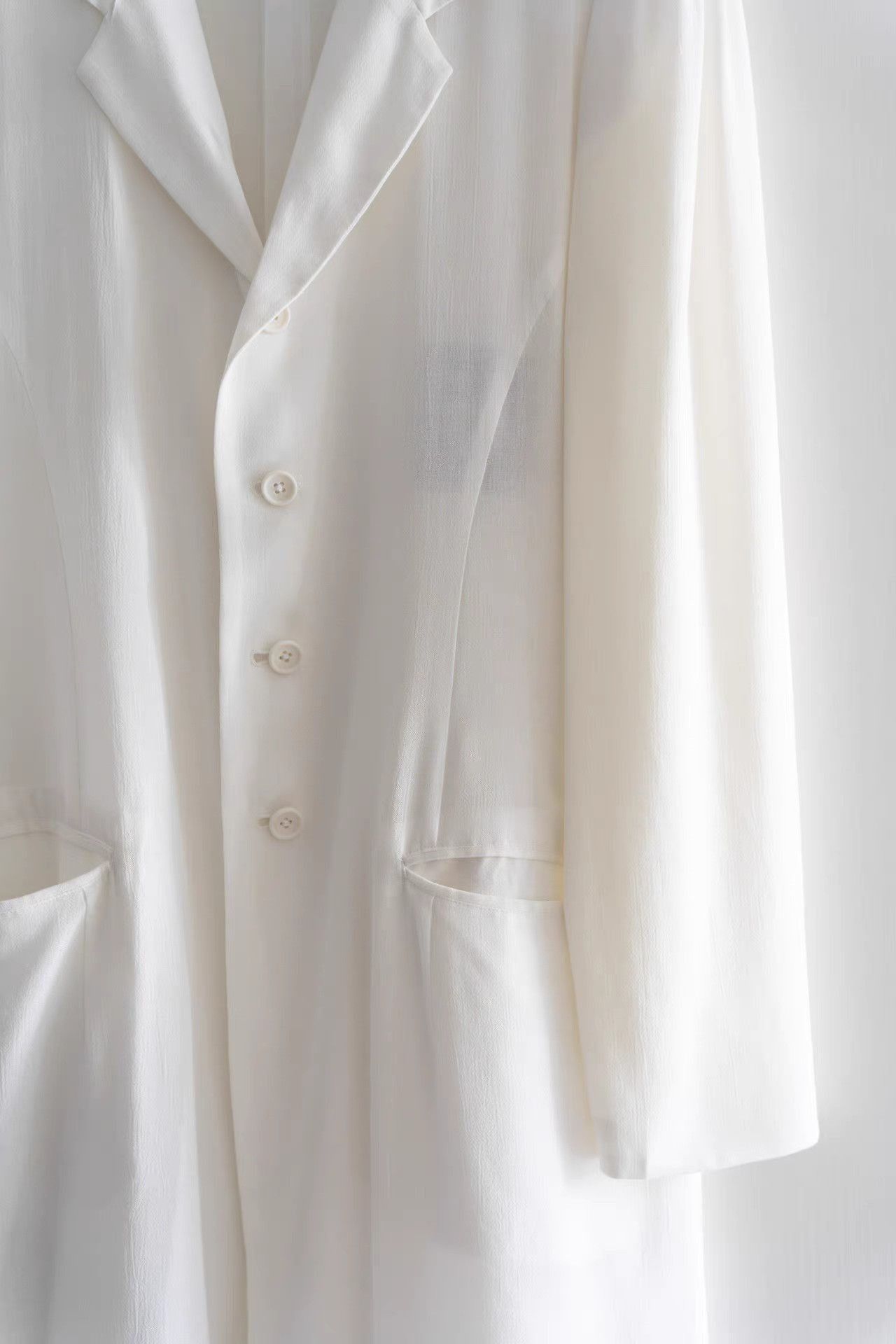 Yohji Yamamoto White Long-Sleeve Button-Front Light Jacket Size US M / EU 48-50 / 2 - 4 Thumbnail