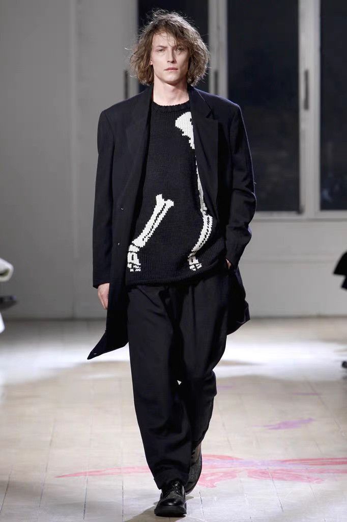 Yohji Yamamoto Black Bone Print Long Sleeve Sweater Size US L / EU 52-54 / 3 - 3 Thumbnail