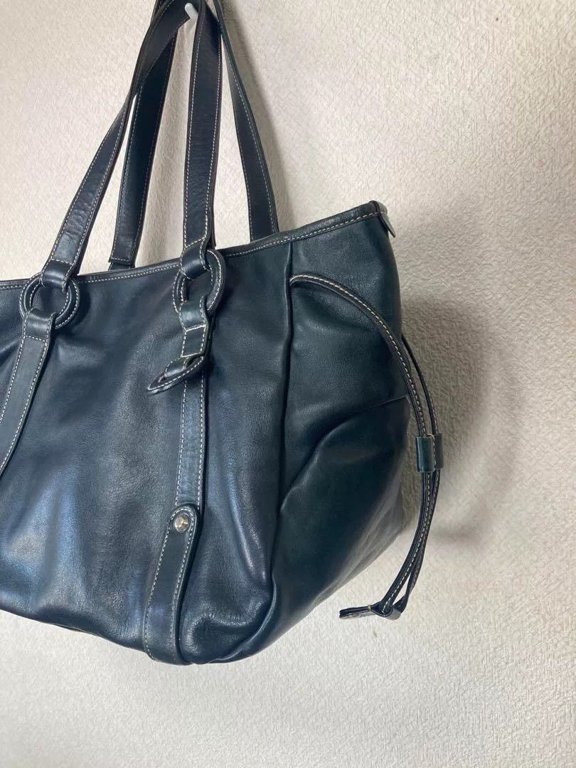 Porter Porter Green Blue Leather Handbag Size ONE SIZE - 5 Thumbnail