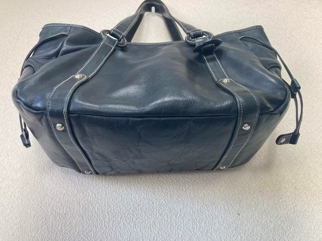 Porter Porter Green Blue Leather Handbag Size ONE SIZE - 7 Thumbnail