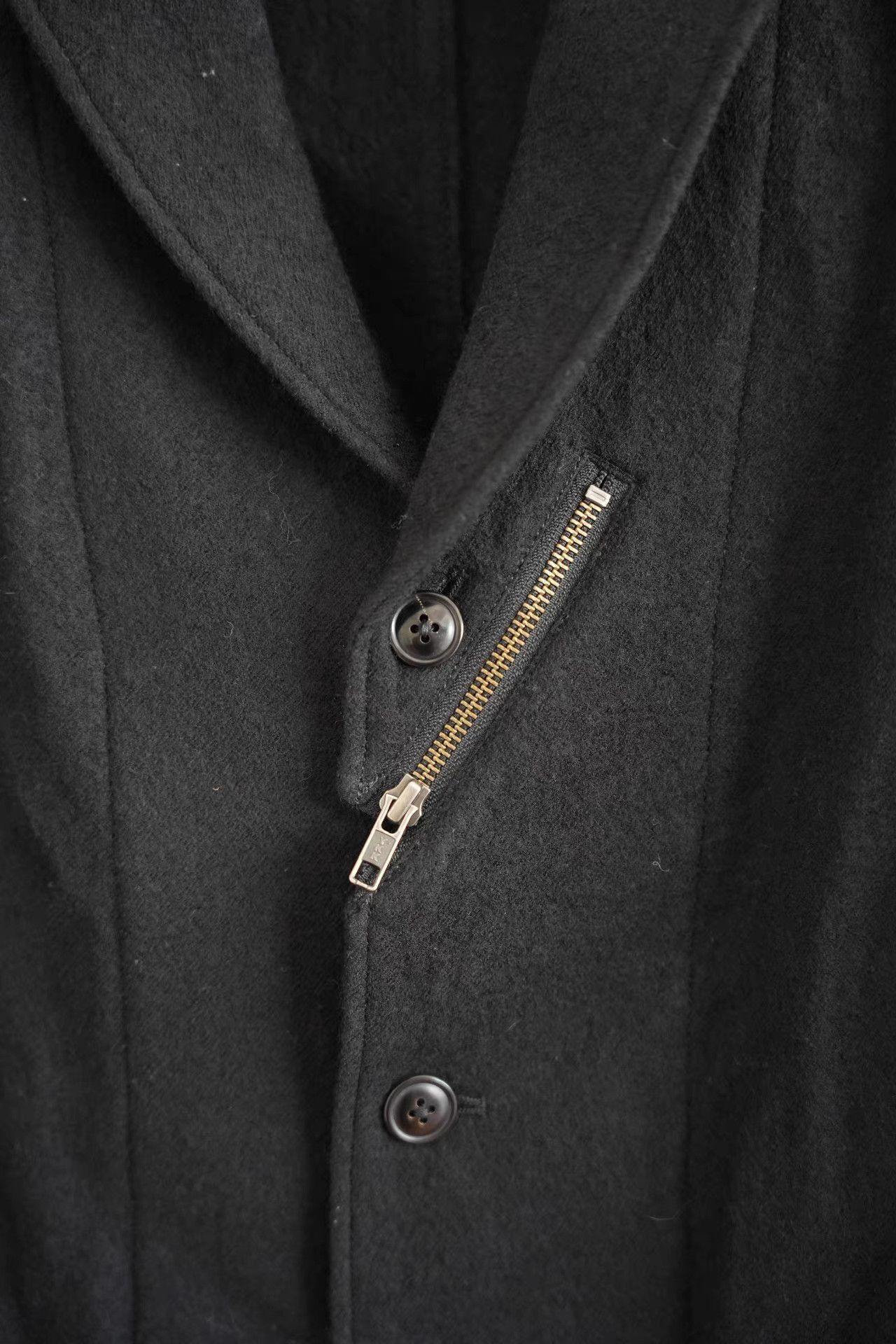 Yohji Yamamoto Black Button-Front Light Jacket with Zip Detail Size US M / EU 48-50 / 2 - 4 Thumbnail