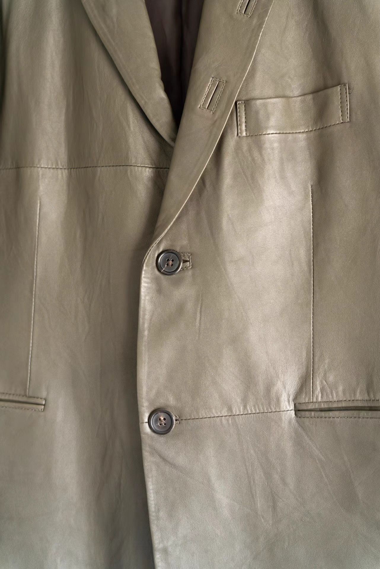 Yohji Yamamoto Beige Leather Jacket - Size M Size US M / EU 48-50 / 2 - 5 Thumbnail