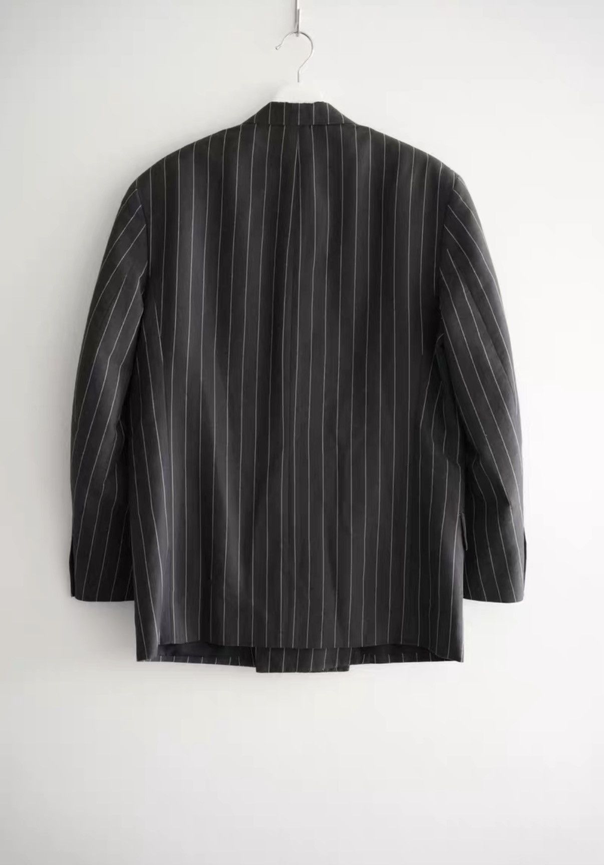 Yohji Yamamoto Black Pinstriped Double-Breasted Blazer Size US S / EU 44-46 / 1 - 2 Thumbnail