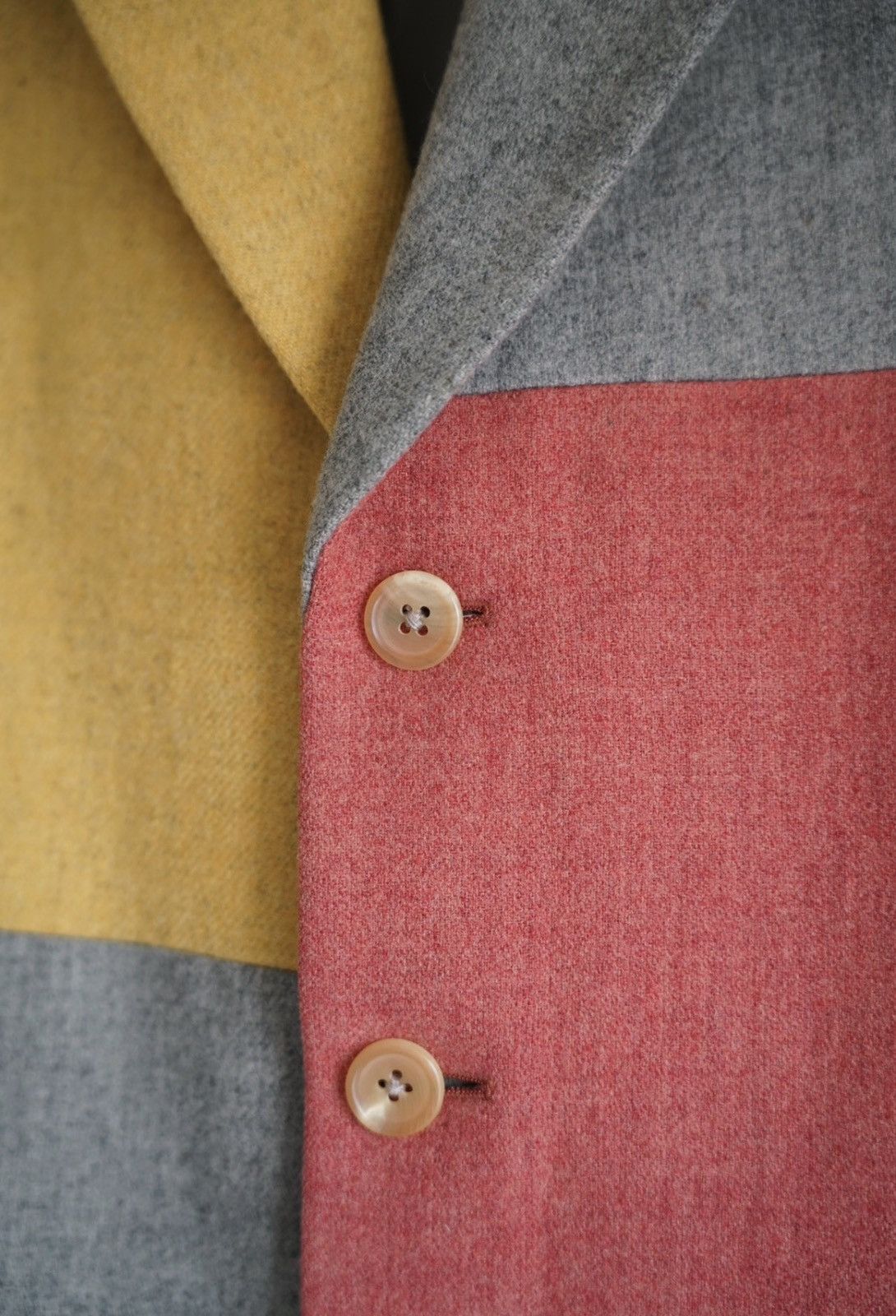 Yohji Yamamoto Color Block Gray Button Front Light Jacket Size US S / EU 44-46 / 1 - 3 Thumbnail