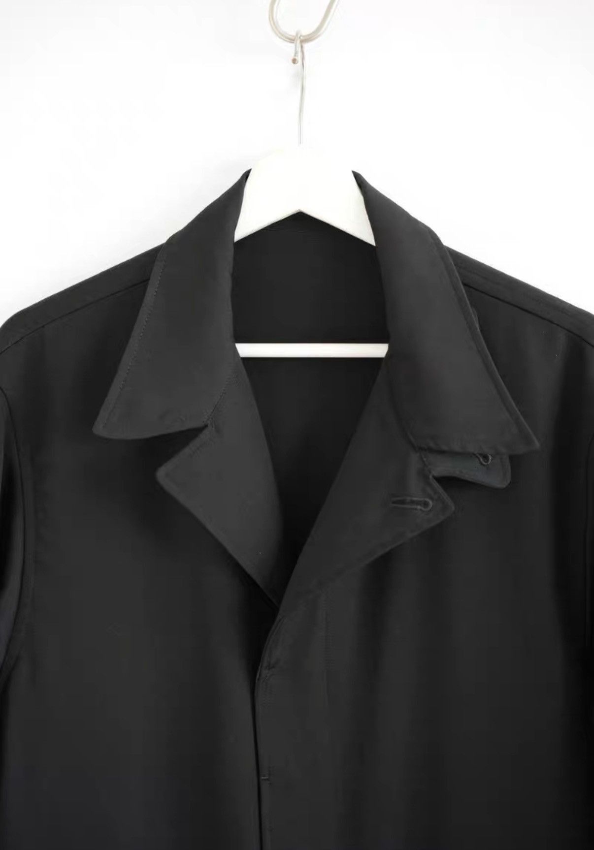 Yohji Yamamoto Black Collared Button-Front Jacket Size US L / EU 52-54 / 3 - 3 Thumbnail