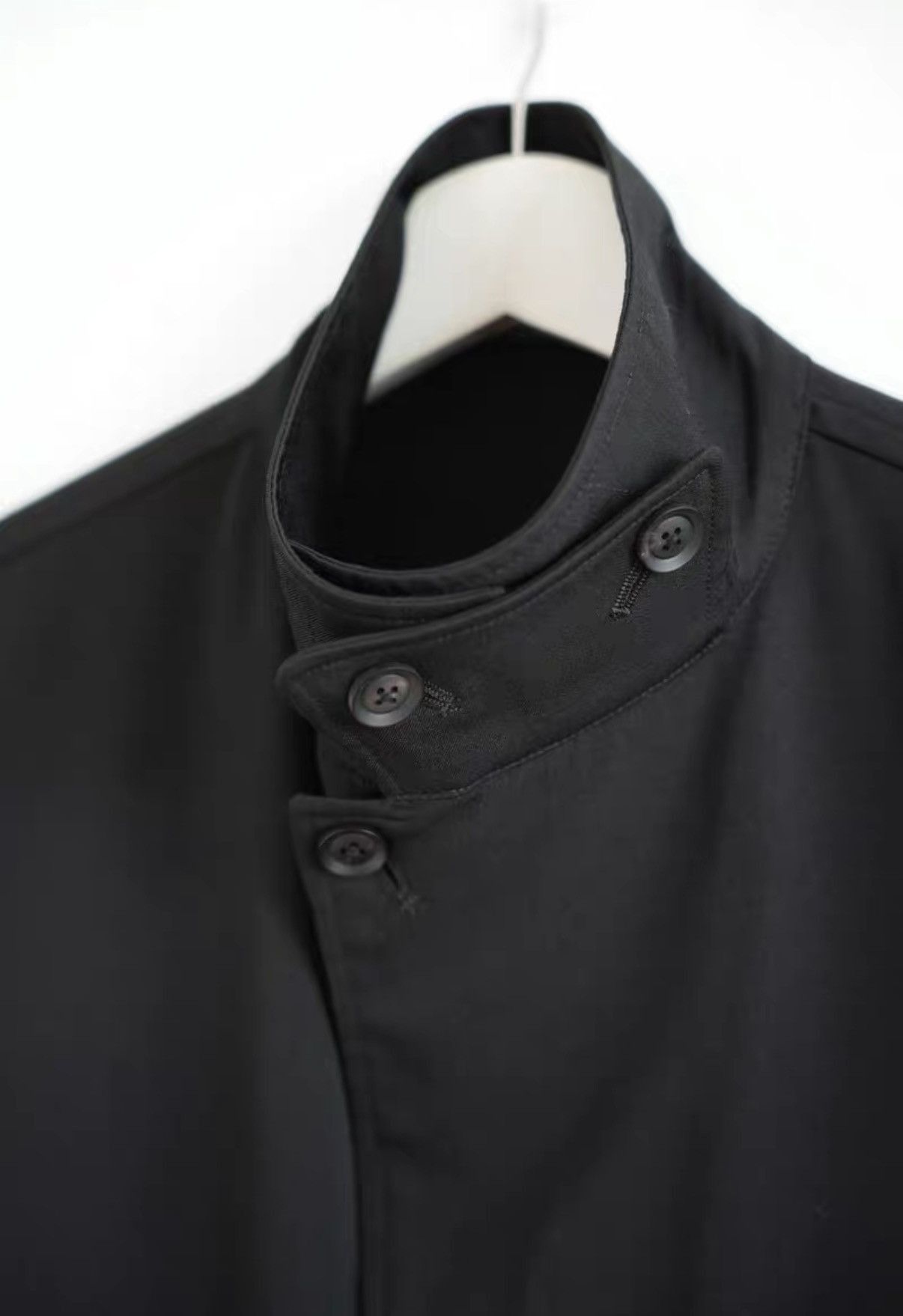 Yohji Yamamoto Black Collared Button-Front Jacket Size US L / EU 52-54 / 3 - 4 Thumbnail