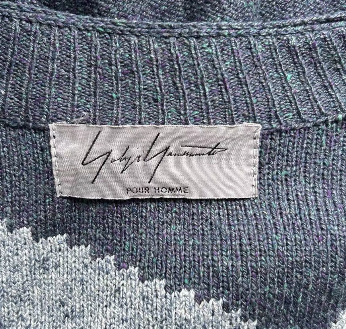 Yohji Yamamoto Blue Geometric Pattern V-Neck Cardigan Size US L / EU 52-54 / 3 - 5 Thumbnail