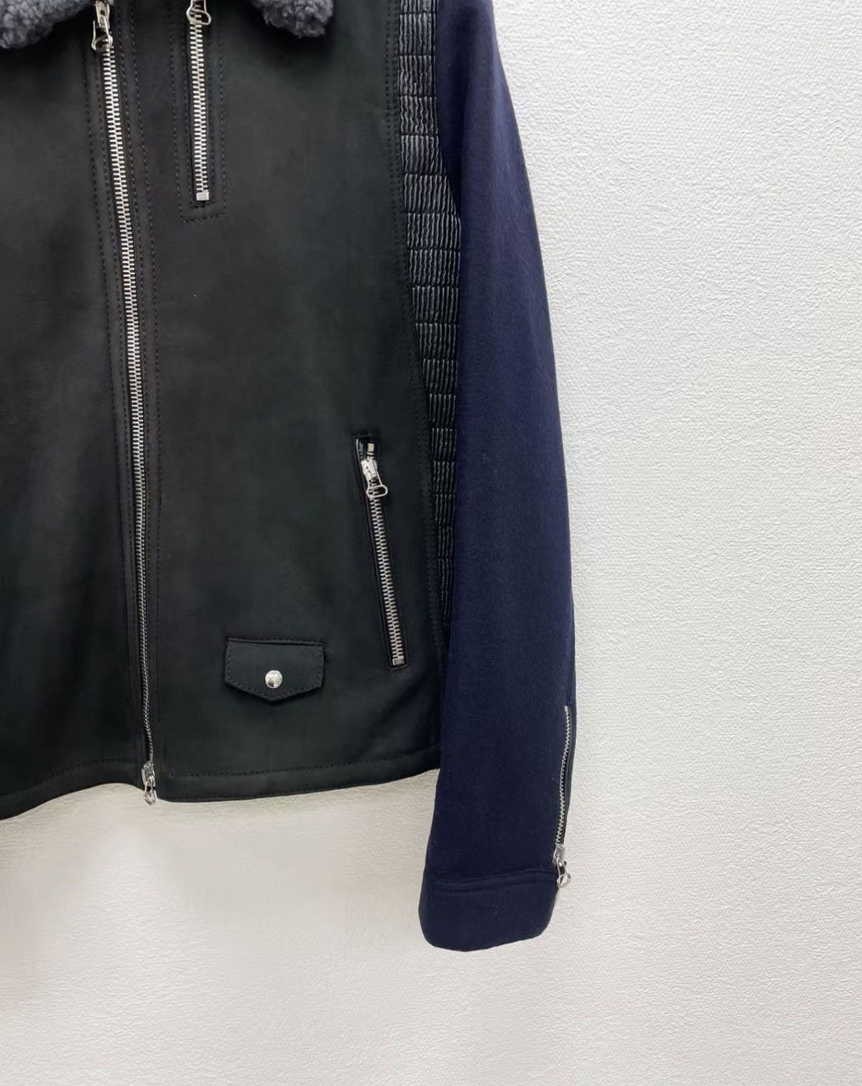 Lanvin Blue Shearling Collar Zip-Up Jacket Size US M / EU 48-50 / 2 - 3 Thumbnail