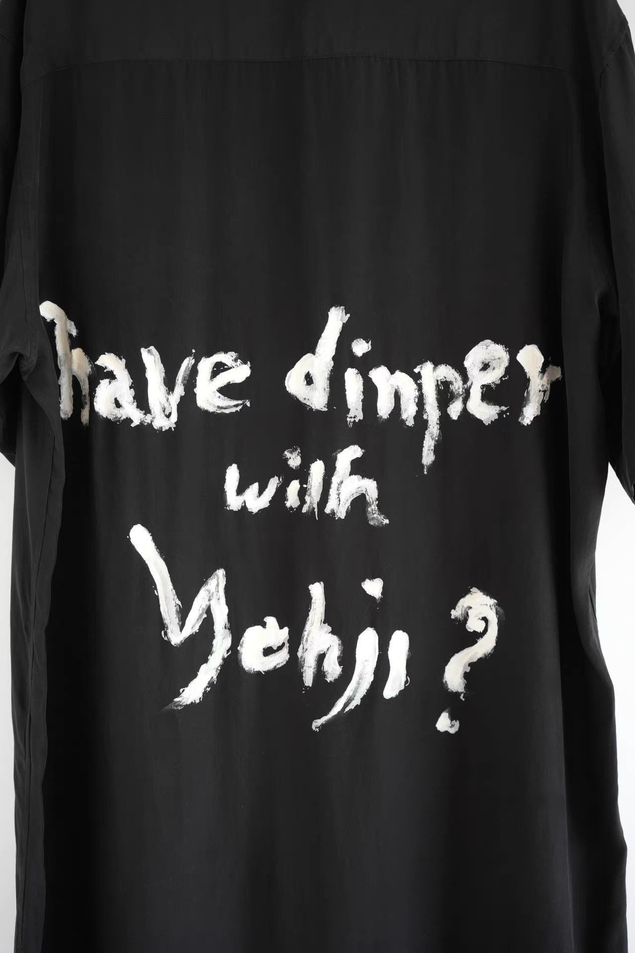 Yohji Yamamoto Black Short Sleeve Graphic Text Shirt Size US M / EU 48-50 / 2 - 2 Thumbnail