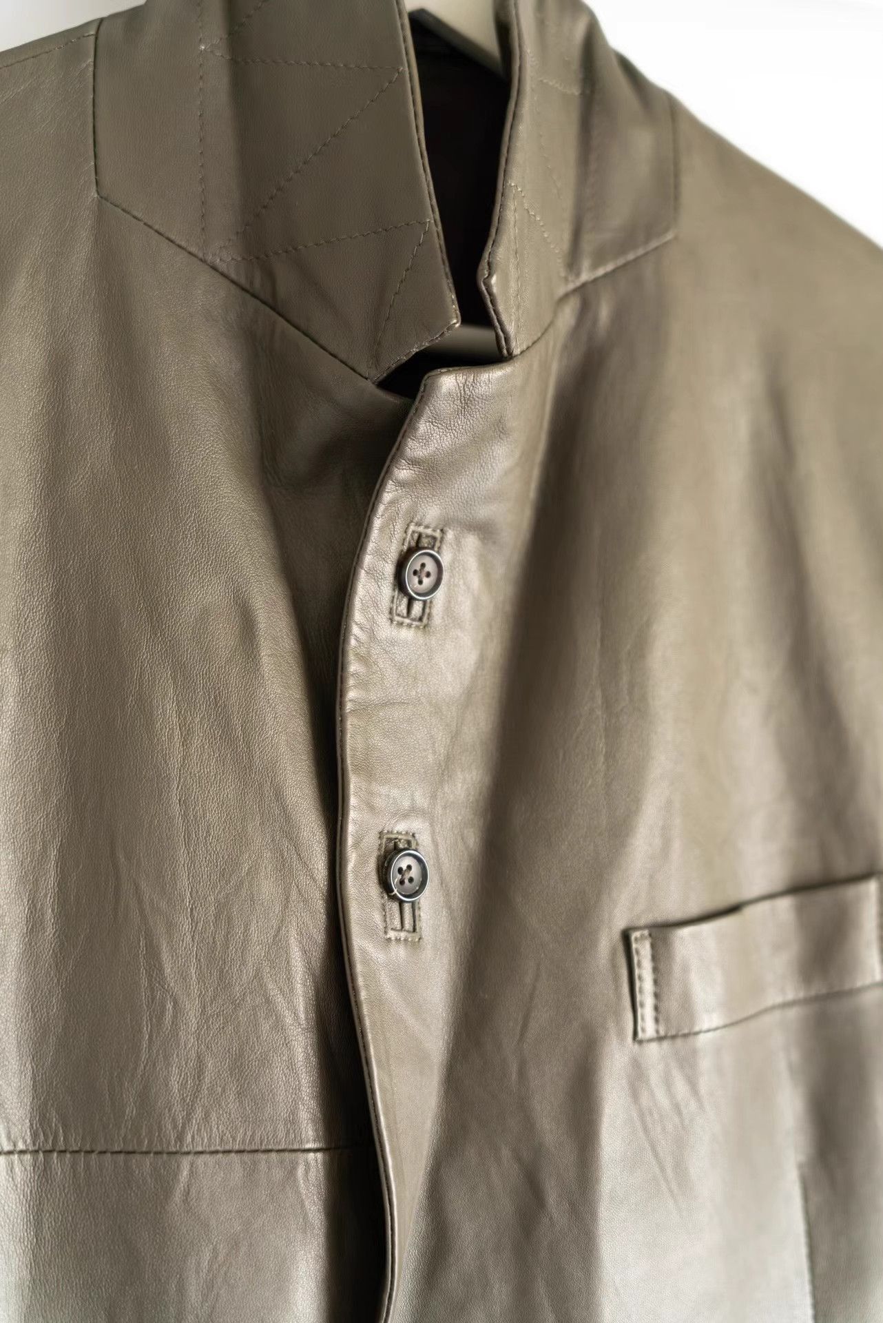 Yohji Yamamoto Beige Leather Jacket - Size M Size US M / EU 48-50 / 2 - 2 Thumbnail