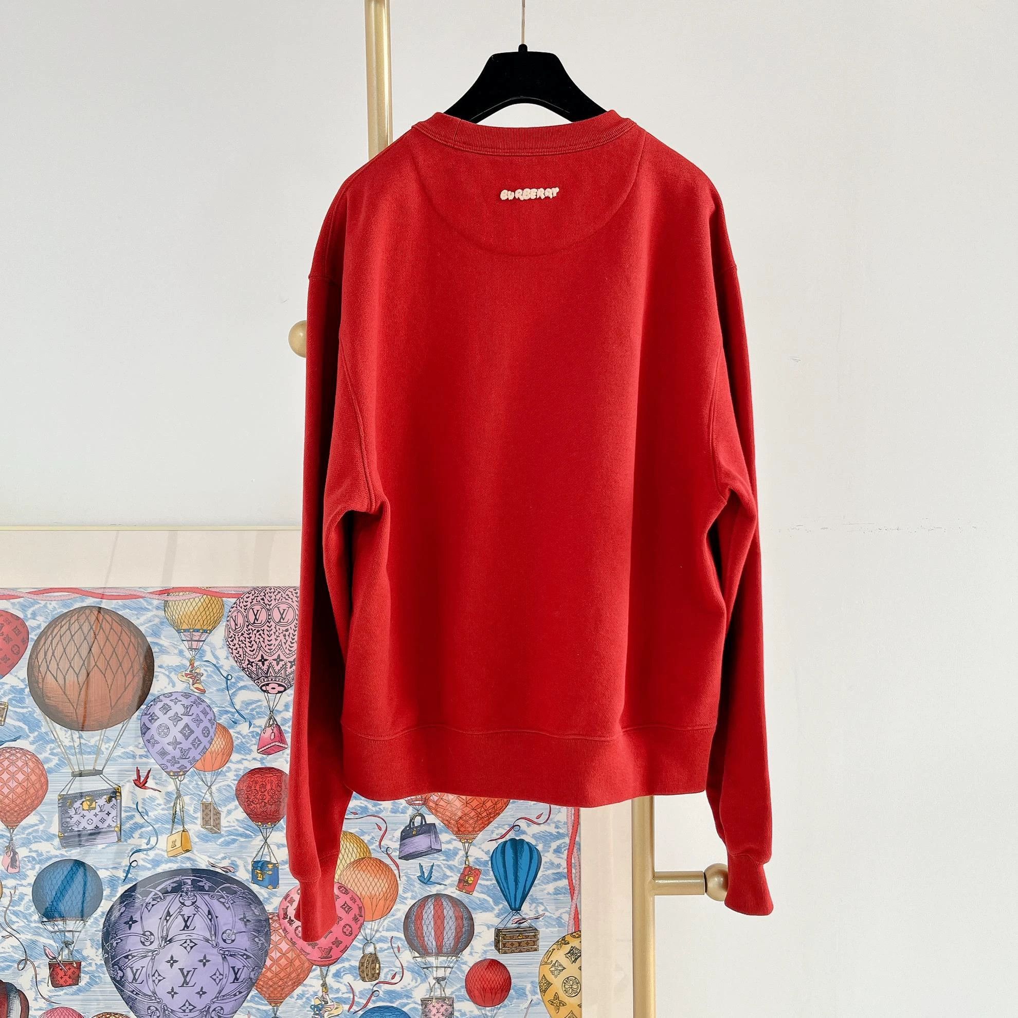 Burberry Red Long-Sleeve Sweatshirt with Embroidered Logo Size US S / EU 44-46 / 1 - 5 Thumbnail