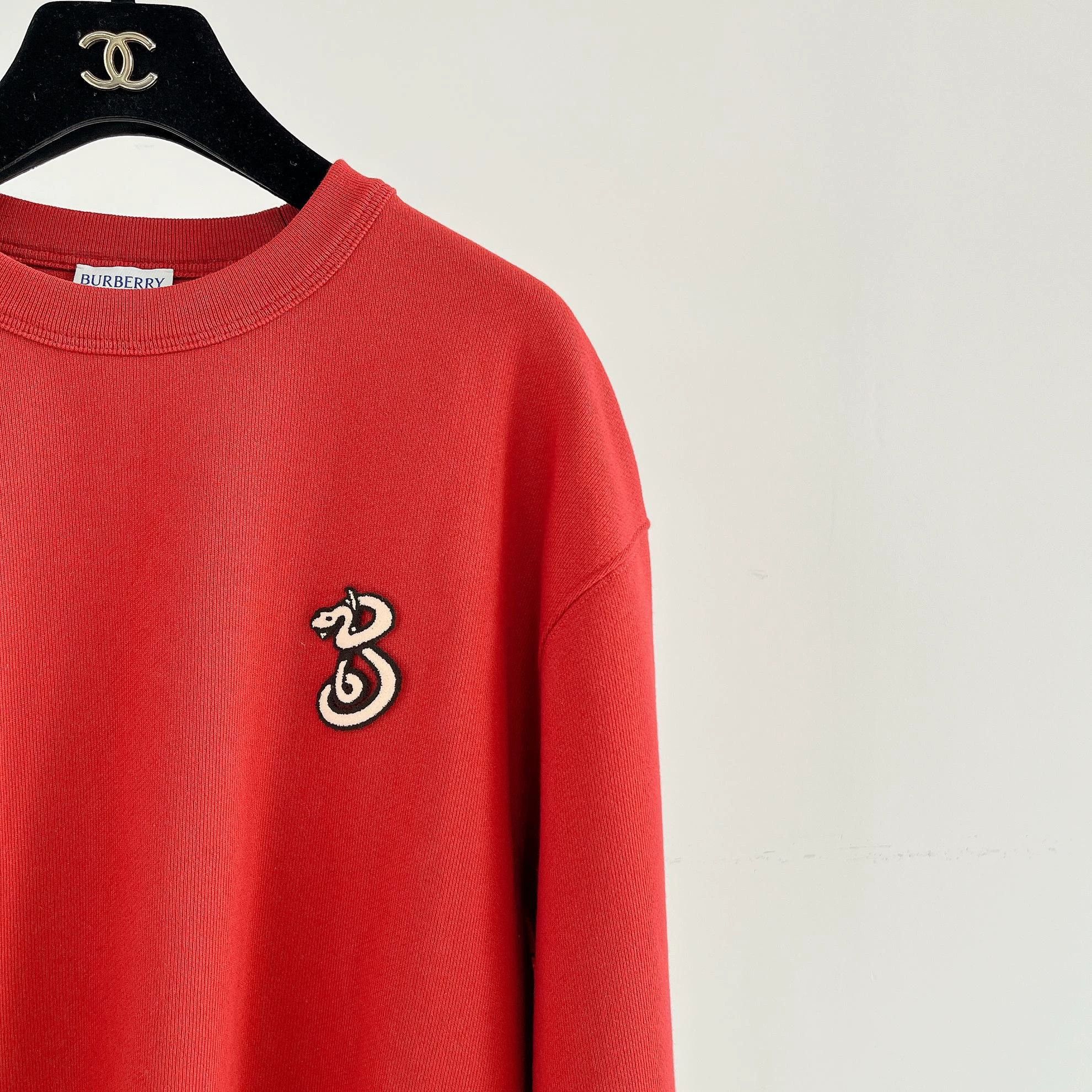Burberry Red Long-Sleeve Sweatshirt with Embroidered Logo Size US S / EU 44-46 / 1 - 4 Thumbnail
