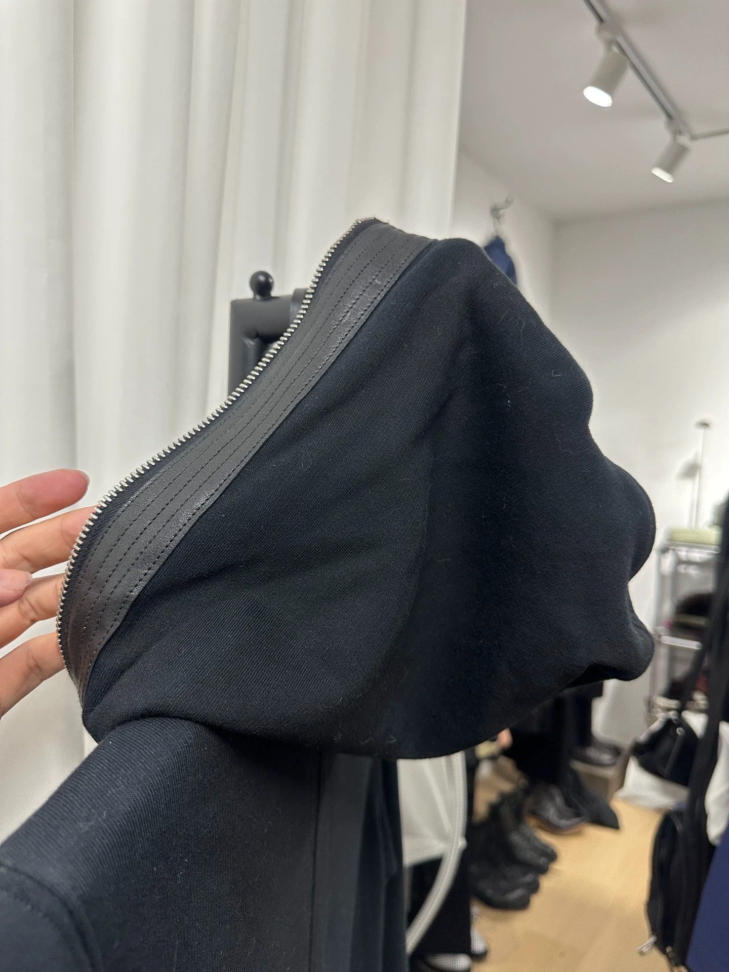 Rick Owens Black Zip-Up Hoodie with Cut-Out Chest Detail Size US M / EU 48-50 / 2 - 4 Thumbnail