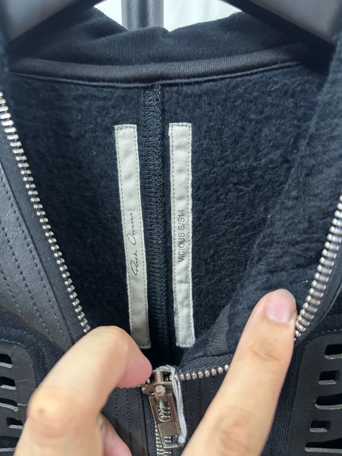 Rick Owens Black Zip-Up Hoodie with Cut-Out Chest Detail Size US M / EU 48-50 / 2 - 3 Thumbnail