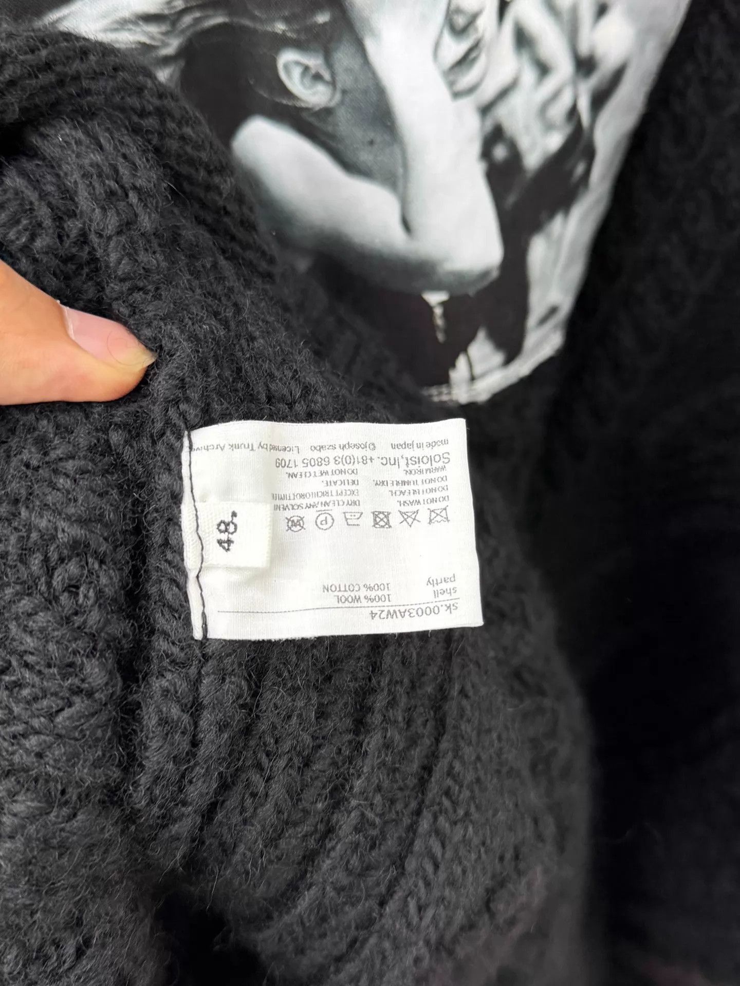 Takahiromiyashita The Soloist. Black Cable Knit Sweater with Photo Patches Size US M / EU 48-50 / 2 - 6 Thumbnail