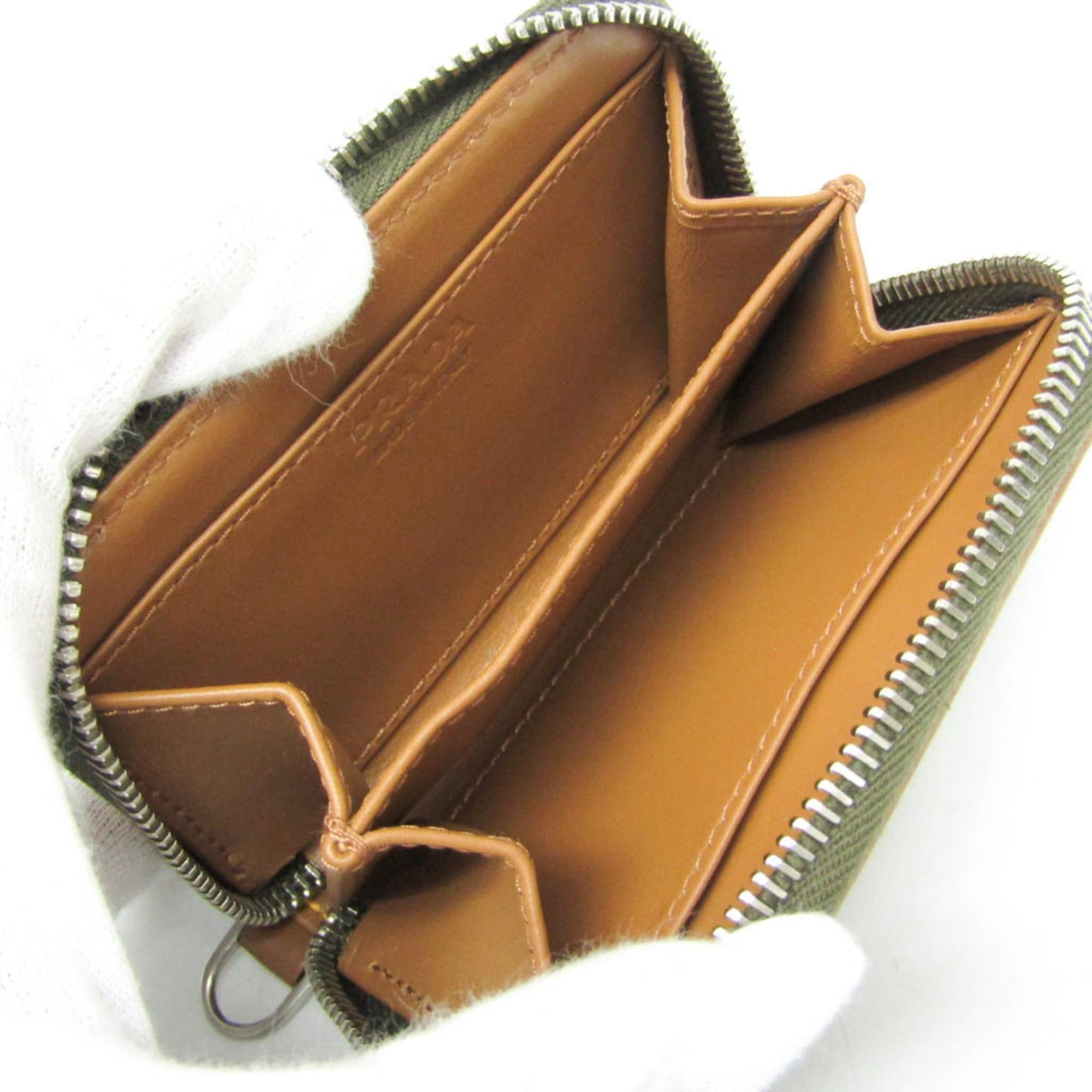 Prada Prada RE-NYLON Coin Card Holder 2MR039 Men,Women Nylon,Leather Coin Purse/coin Case Khaki,Light Brown Size ONE SIZE - 3 Thumbnail