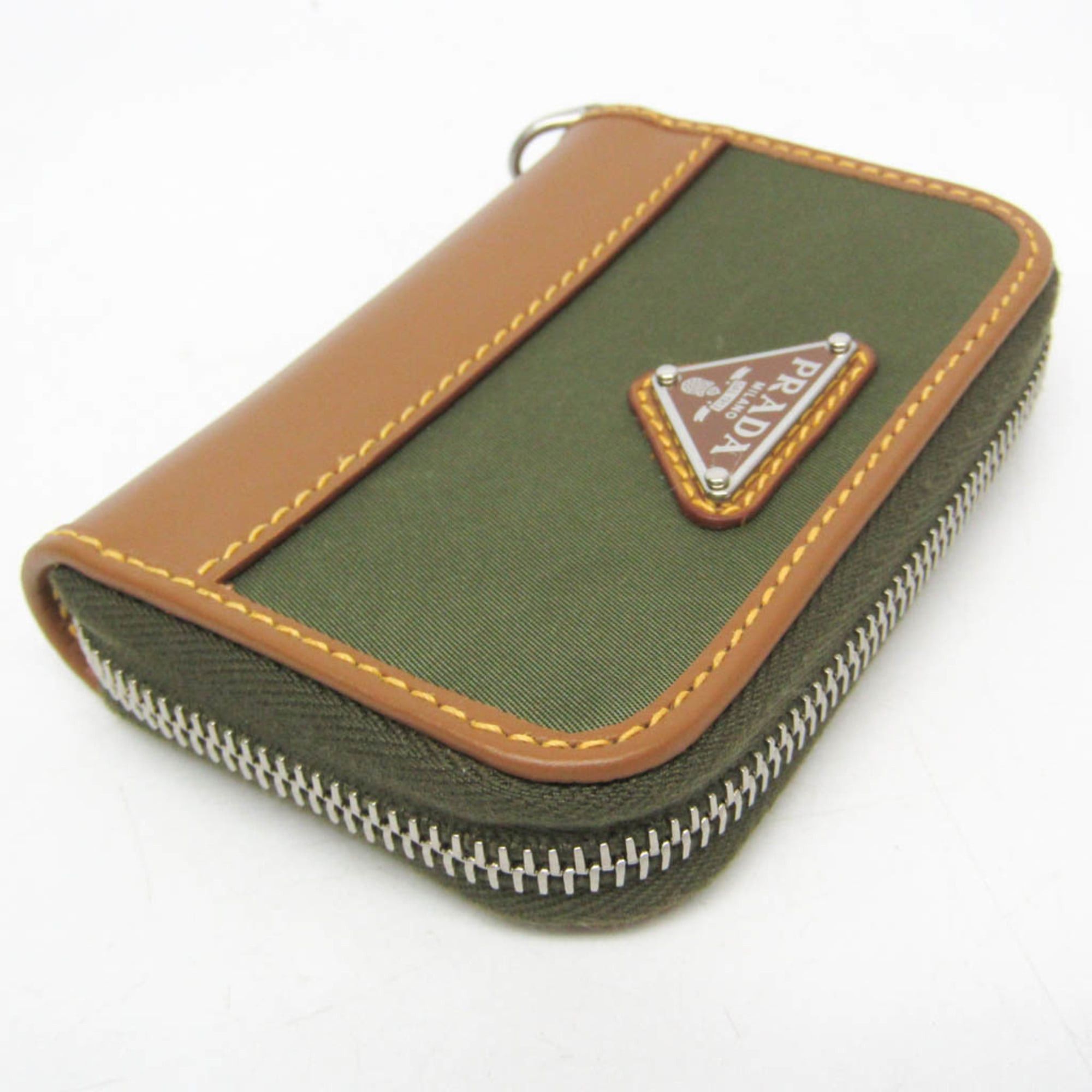 Prada Prada RE-NYLON Coin Card Holder 2MR039 Men,Women Nylon,Leather Coin Purse/coin Case Khaki,Light Brown Size ONE SIZE - 5 Thumbnail