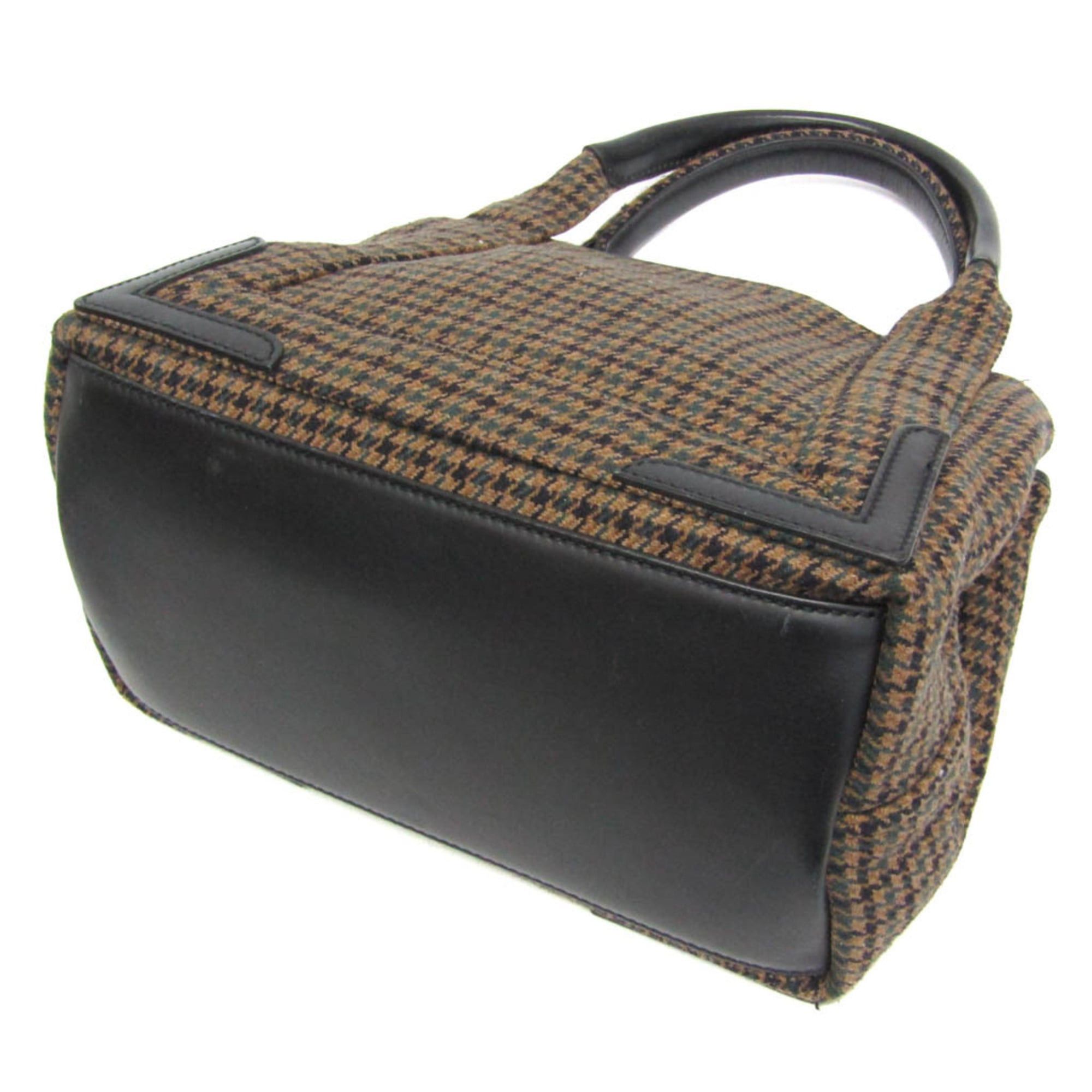 Balenciaga Balenciaga Navy Cabas S 339933 Women,Men Wool,Leather Handbag Brown,Green Size ONE SIZE - 2 Thumbnail