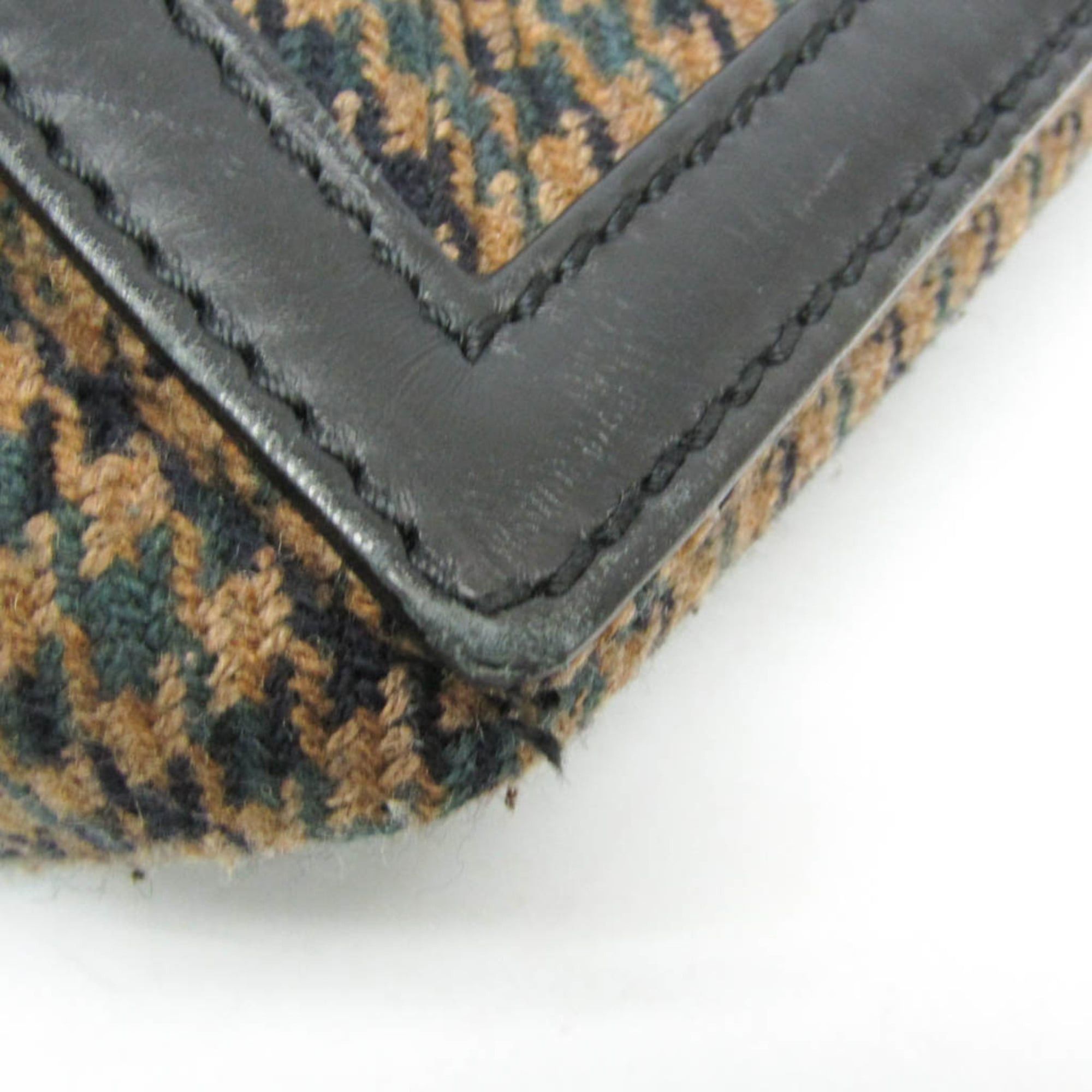 Balenciaga Balenciaga Navy Cabas S 339933 Women,Men Wool,Leather Handbag Brown,Green Size ONE SIZE - 17 Thumbnail
