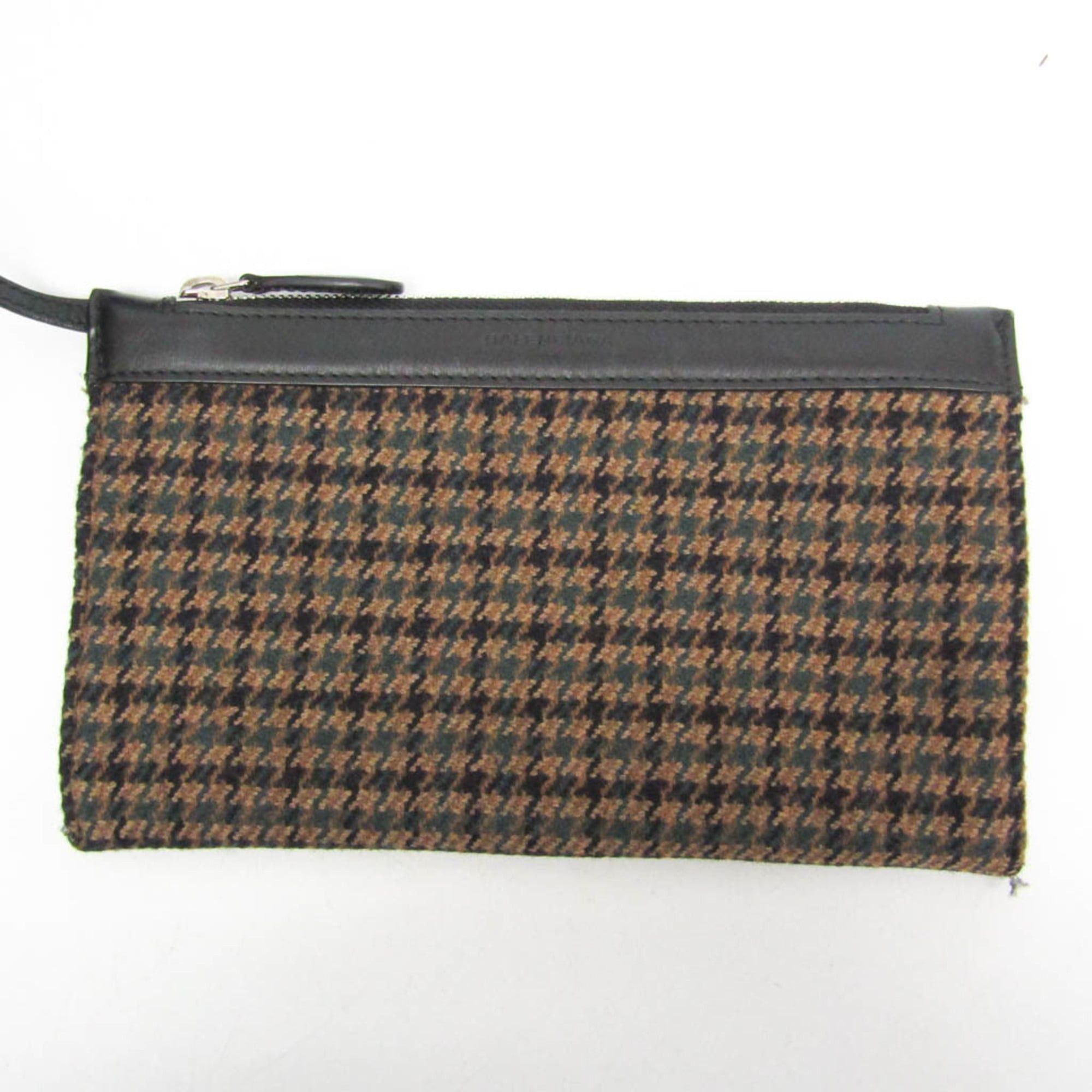 Balenciaga Balenciaga Navy Cabas S 339933 Women,Men Wool,Leather Handbag Brown,Green Size ONE SIZE - 16 Thumbnail