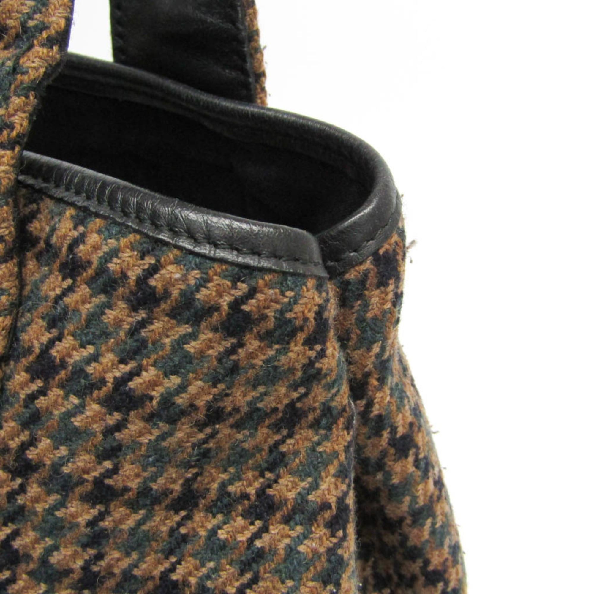 Balenciaga Balenciaga Navy Cabas S 339933 Women,Men Wool,Leather Handbag Brown,Green Size ONE SIZE - 15 Thumbnail