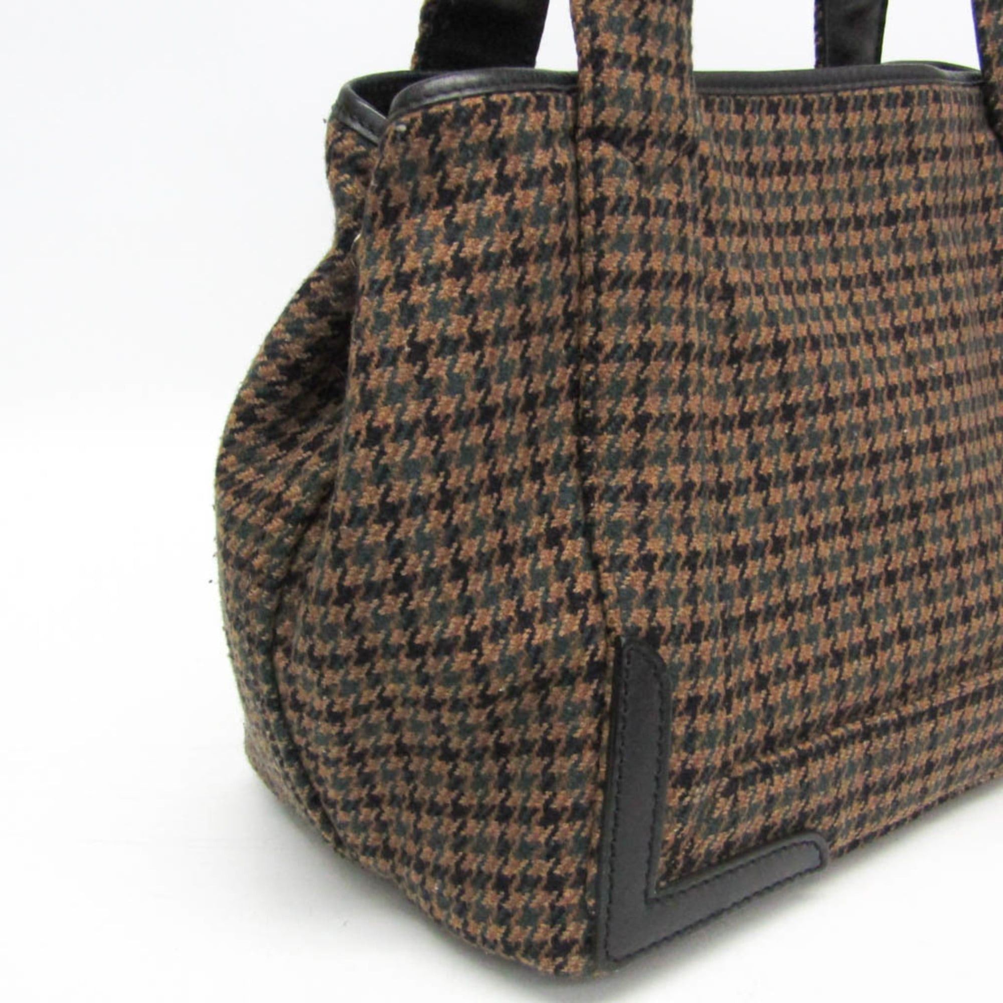 Balenciaga Balenciaga Navy Cabas S 339933 Women,Men Wool,Leather Handbag Brown,Green Size ONE SIZE - 14 Thumbnail